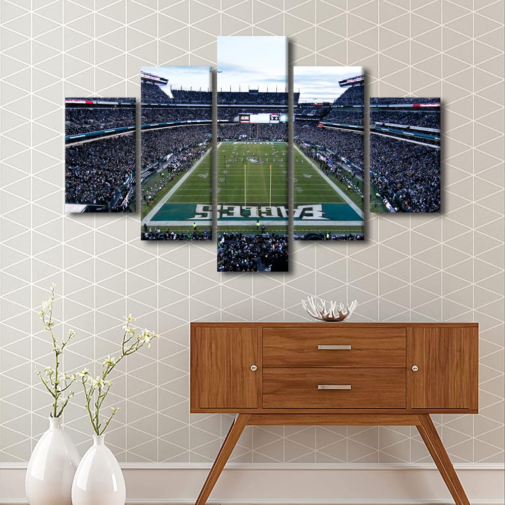 Lienzo decorativo para pared, diseño de águilas de fútbol americano, campo financiero de Lincoln, 5 piezas, arte de pared de estadio de Filadelfia, cuadros para decoración del hogar, pinturas, póster