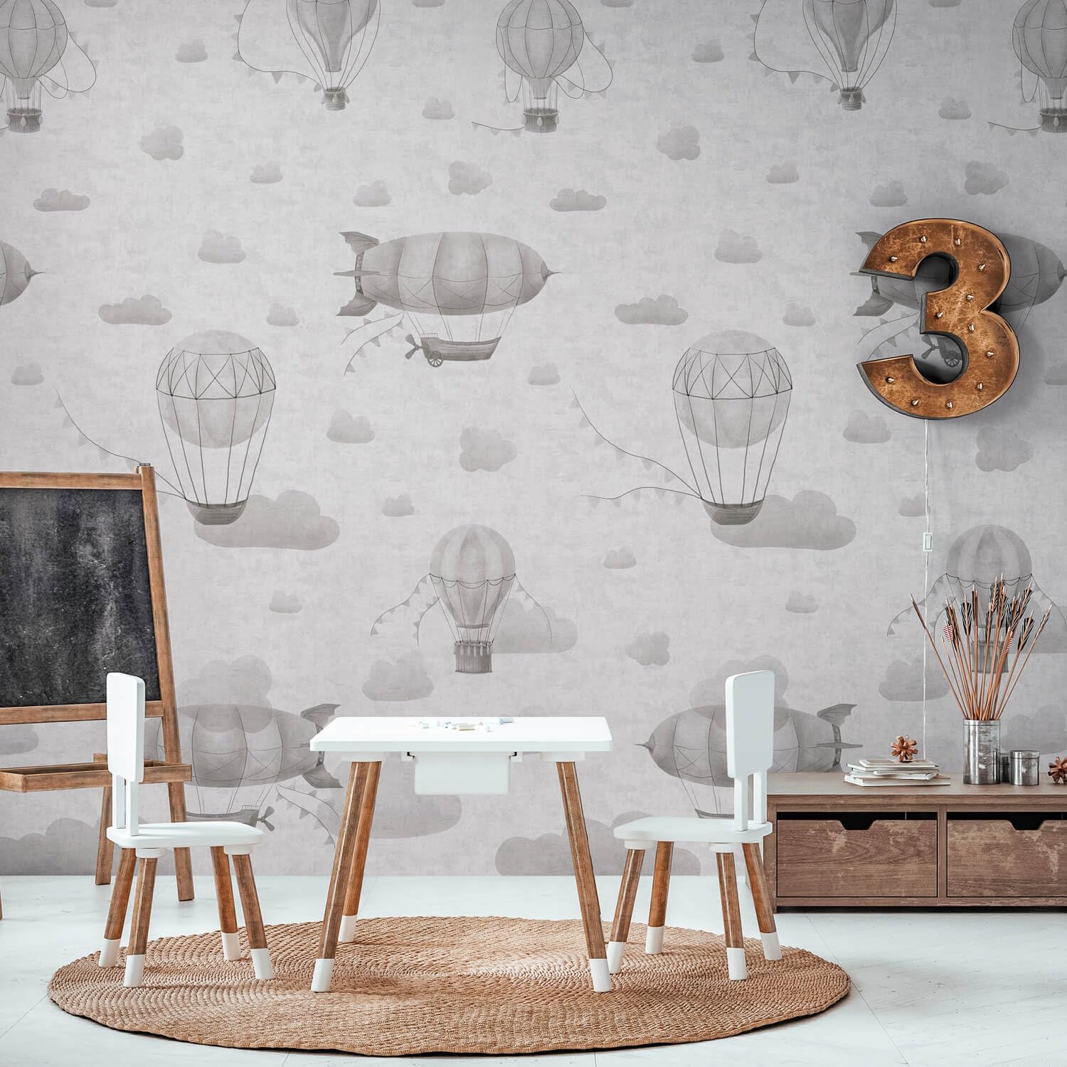 Papel pintado infantil gris oscuro Profhome 770612-GU para tapar imperfecciones de la pared
