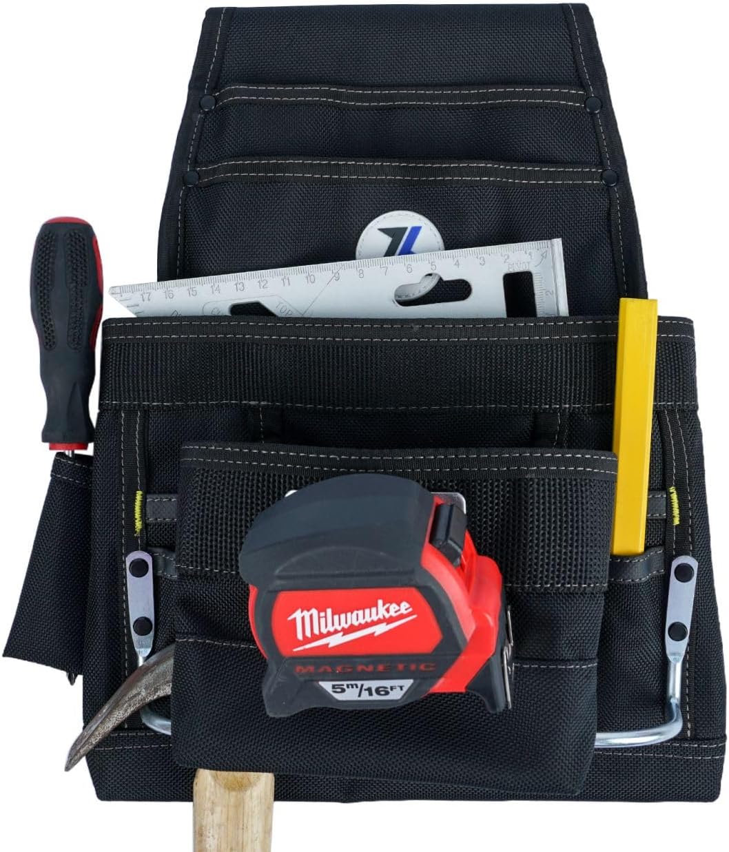 Zeluga 20-215 10 Pocket Extra Large Capacity Polyester Nail and Tool Pouch, Black