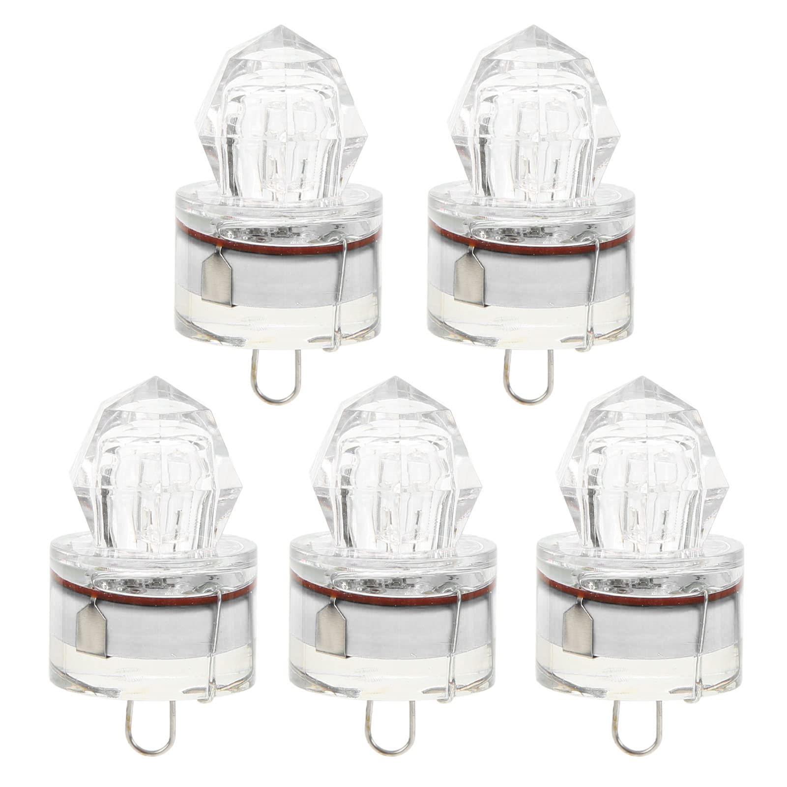 RiToEasysports Angelköderlicht, 5 Stück LED Beleuchteter Köder Flasher Diamantform LED Korrosionsbeständigkeit Auto Open Flashing Bass (Weiß