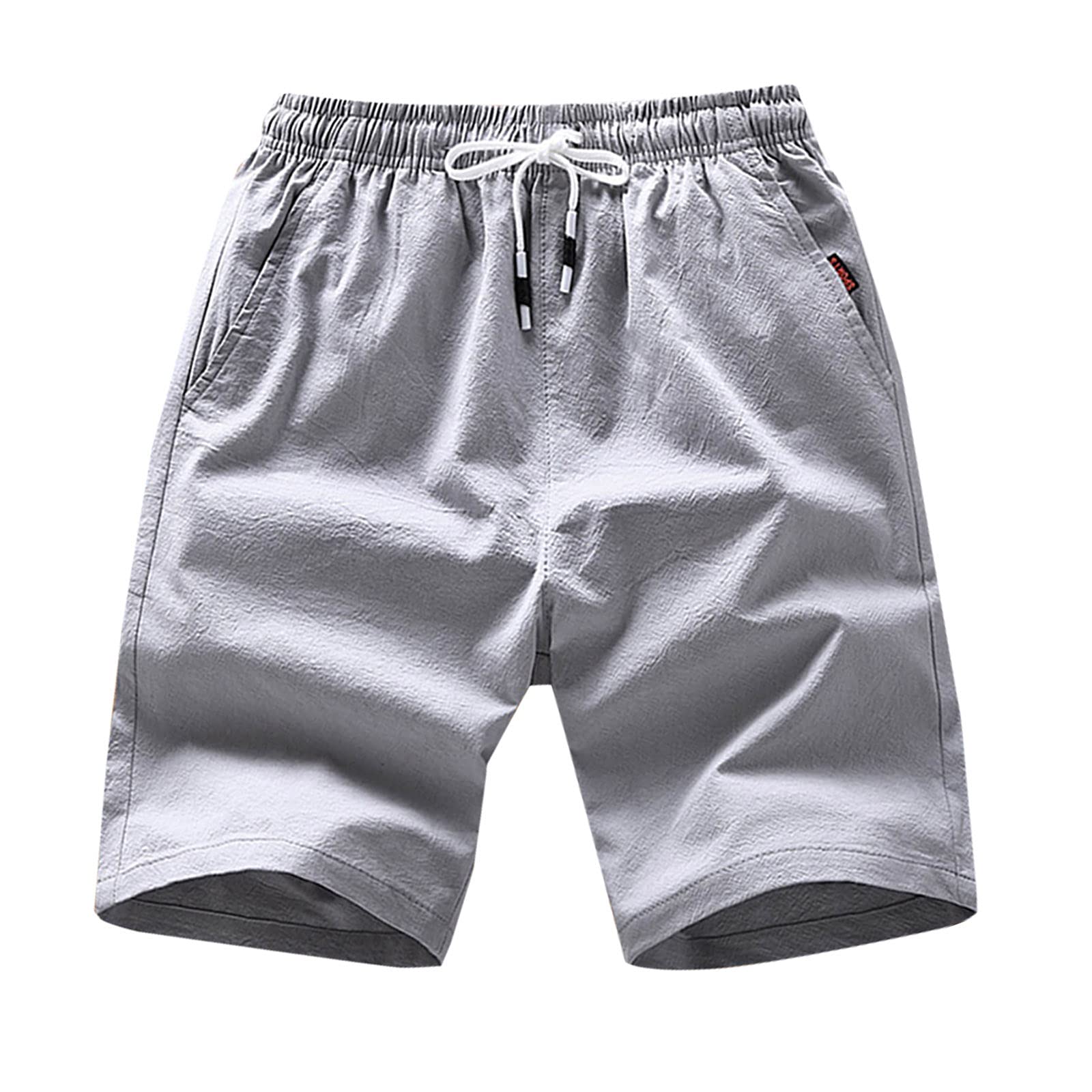 Guhmomh Shorts Herren Sommer Baumwolle Kurze Hosen Freizeithose Sommerhose Sporthose Badehose Bermuda Leicht Laufhose Atmungsaktiv Strand FreizeitJogginghose Wanderhose Baggy Sommershorts Grau M