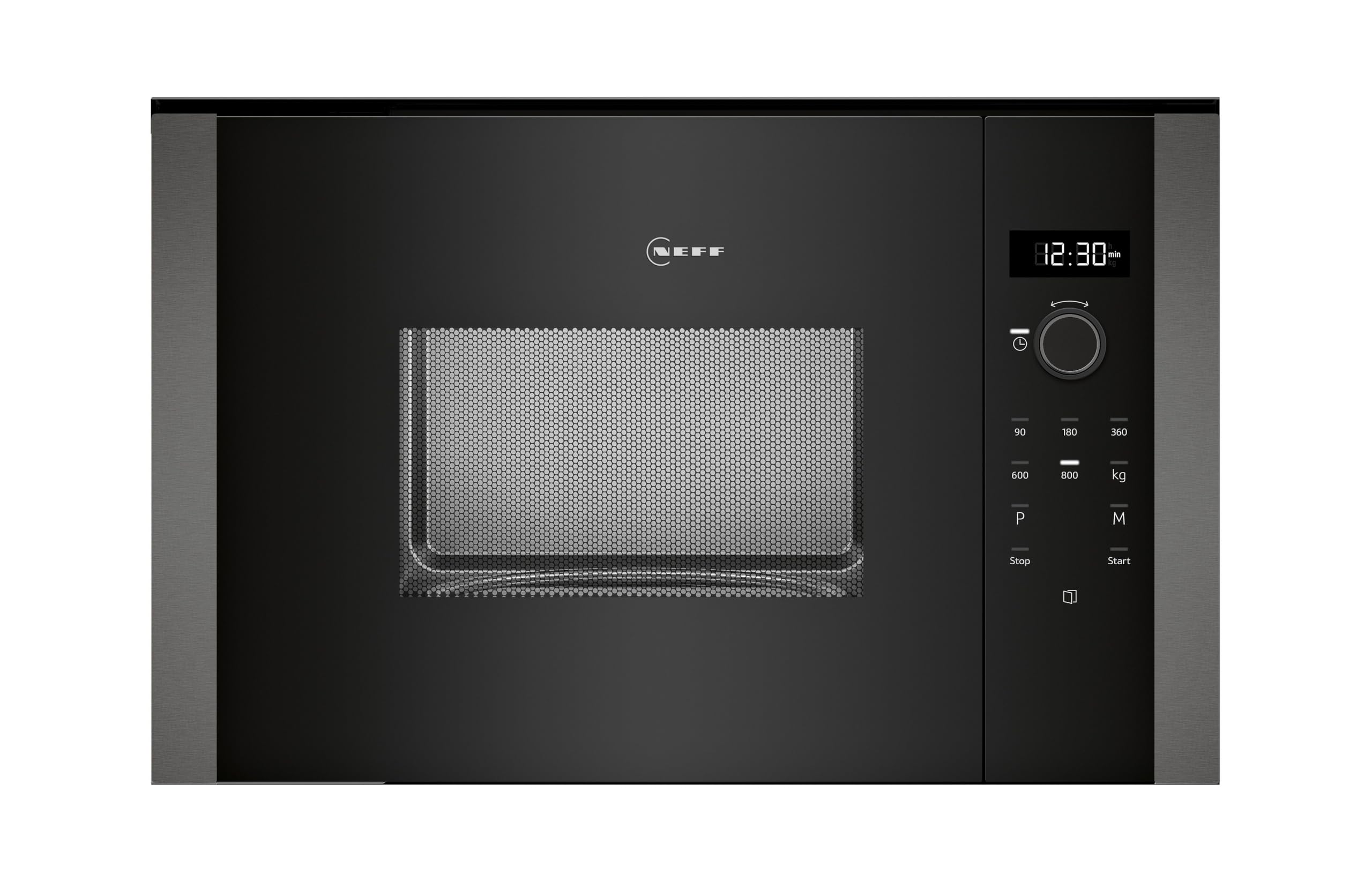 NEFF HLAWD23G0, N 50, Einbau-Mikrowelle ohne Grill, Automatikprogramme, Easy Clean Selbstreinigung, Einfache Bedienung durch Drehknebel und LED-Display Plus, Ideal für Hocheinbau, Graphite-Grey