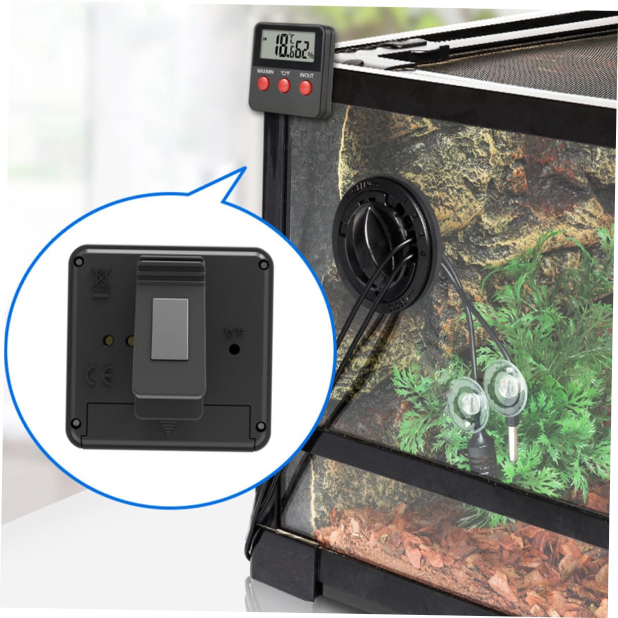 BESPORTBLE 2juegos Termómetro Higrómetro Digital para Terrario Monitor de Humedad y Temperatura para Acuarios de Tortugas y Serpientes