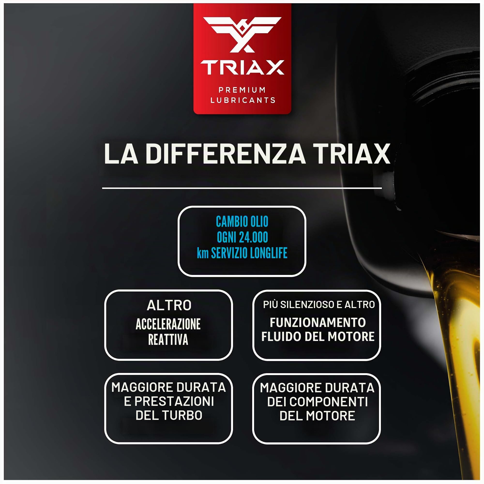 TRIAX Euro VX SAE 5W-30 Olio Motore Sintetico PAO Ester - Motori Benzina e Diesel con DPF e SCR ACEA C3 API SP VW/Audi 504.00 507.00 502.00 505.01 BMW LL-04 MB 229.51 229.31 Porsche C30