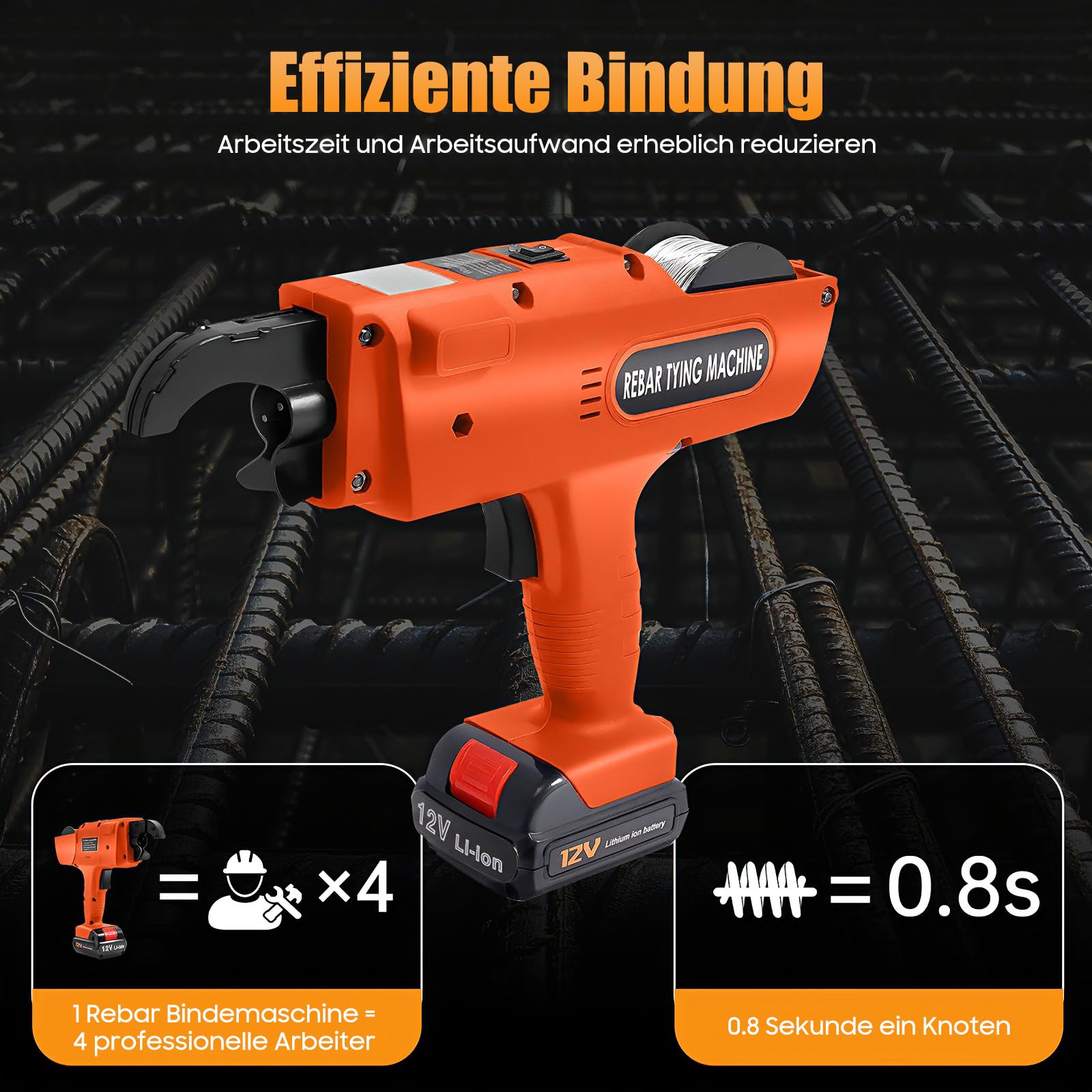Connettore di rinforzo, rilegatrice elettrica Rebar, 8 mm - 34 mm 12 V Rebar 8 mm - 34 mm, macchina automatica per la costruzione automatica