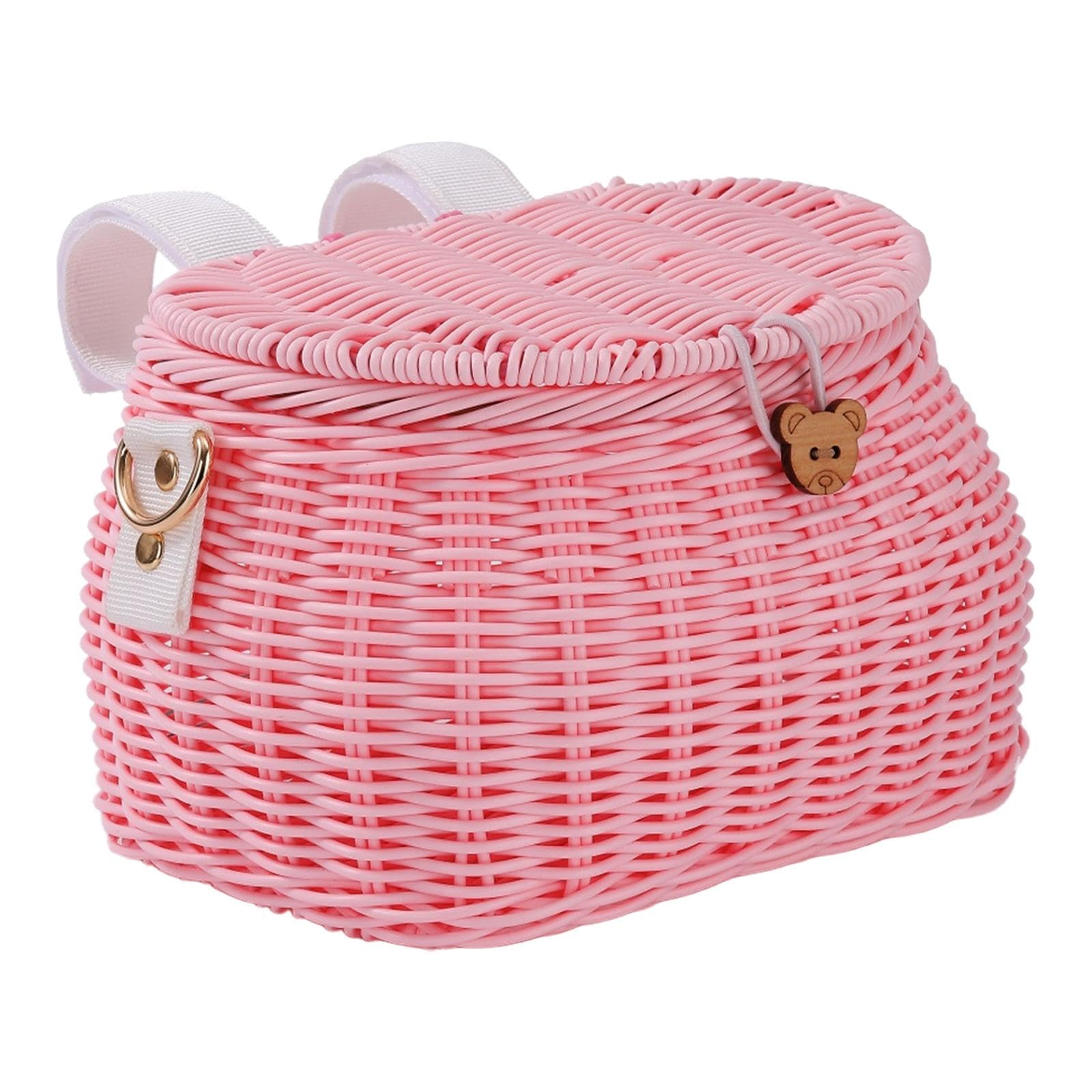 Kids Bike Basket Front Decoration Woven with Lid Shoulder Strap for Children | Baskets | Bicycle Accessories | Cycling-image-24