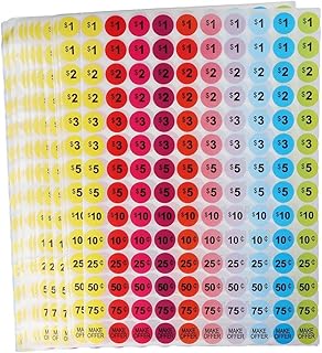 dohobby 20 Sheets Neon Colors Yard Sale Price Stickers Garage Sale Stickers Pricing Sale Labels Round Label Stickers with Price