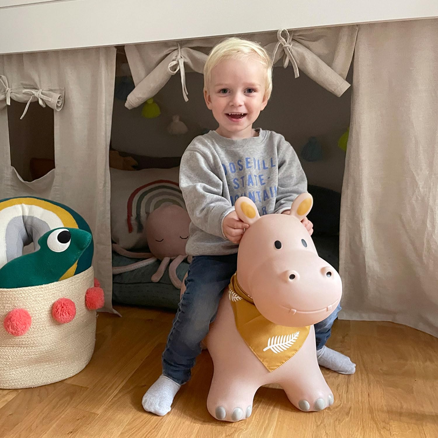 Kindsgut bouncy animal for children Hopper, discreet and modern colours, air pump included, hippo, pequeño - Image 2
