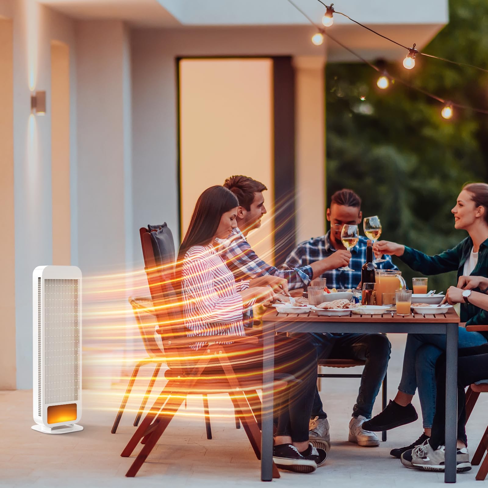 Infrarotheizung Standgerät Standfuß, Infrarot Heizstrahler mit LED Flammeneffekt, Infrarotstrahler 1400 Watt, Standheizstrahler mit Drehknopf, Standheizung Elektrisch, Elektroheizung, Strahlend, Weiß