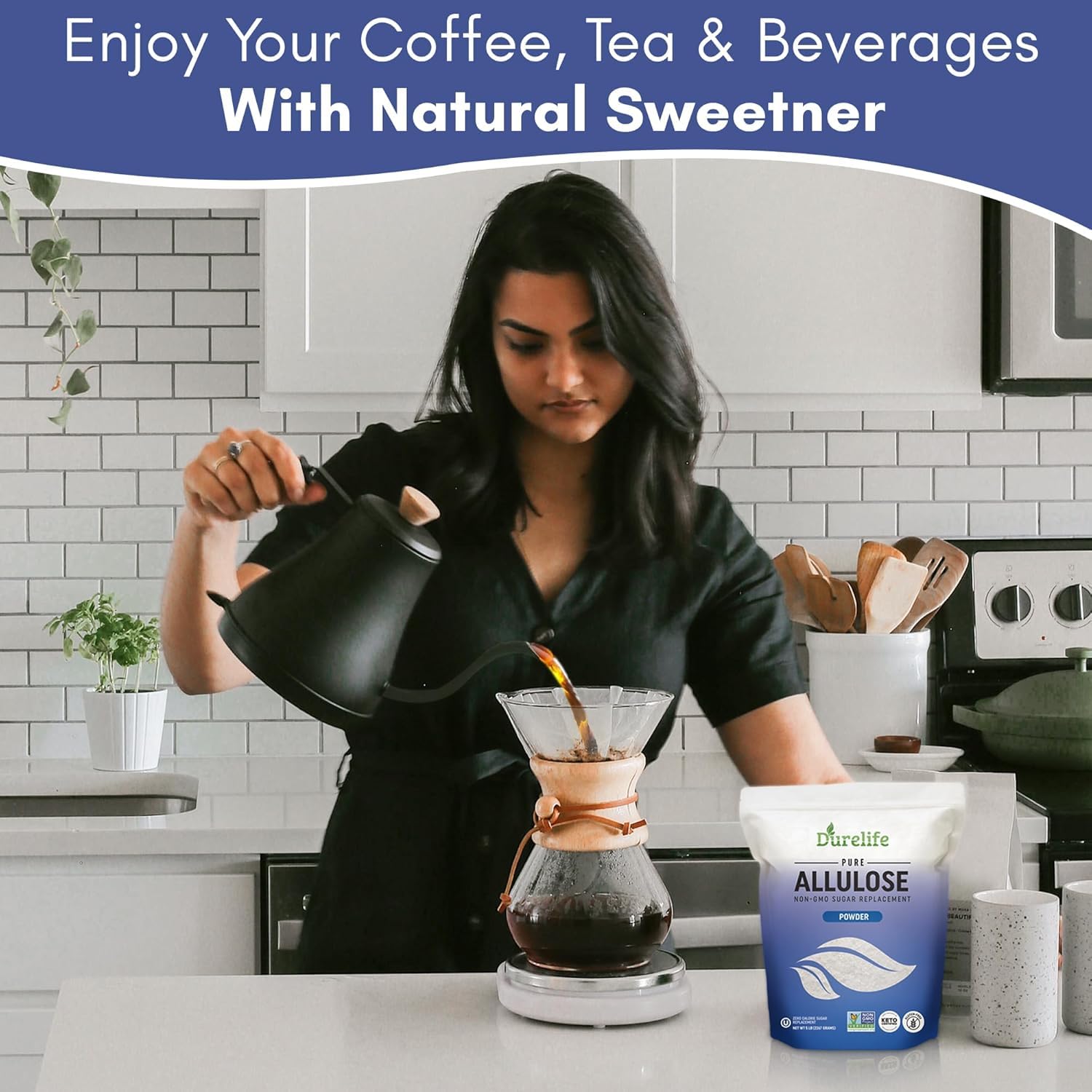 Durelife Allulose sweetener, 10 lb 100% Pure No Erythritol powdered Sugar Substitute, NON-GMO Project Verified, Keto Certified, OU kosher, No Fillers, Zero Calories sugar alternative 10 Lbs