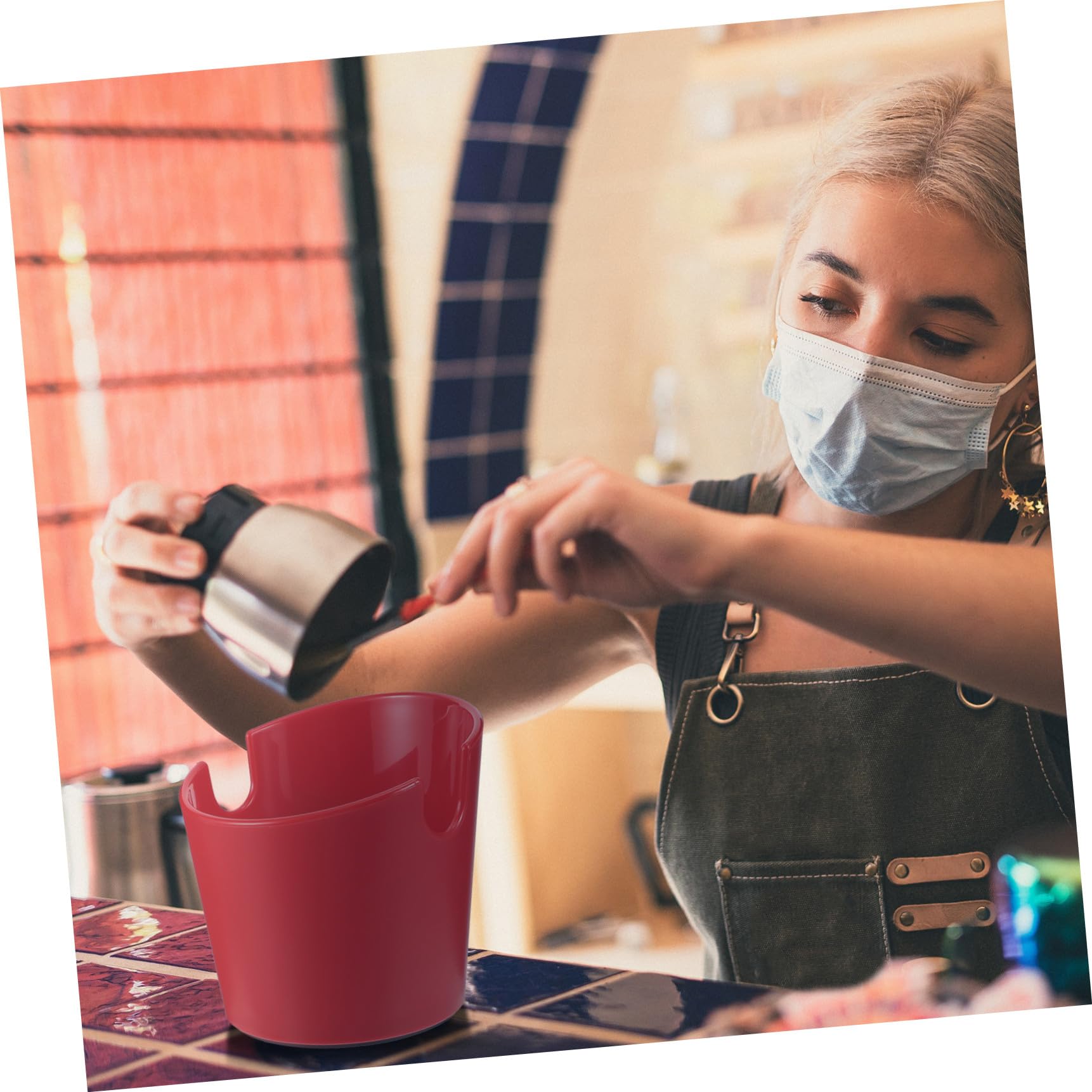 Czerwone pudełko do kawy espresso, wysokotemperaturowa konstrukcja z tworzywa sztucznego, do domowych barów i kawiarni, akcesoria do robienia kawy