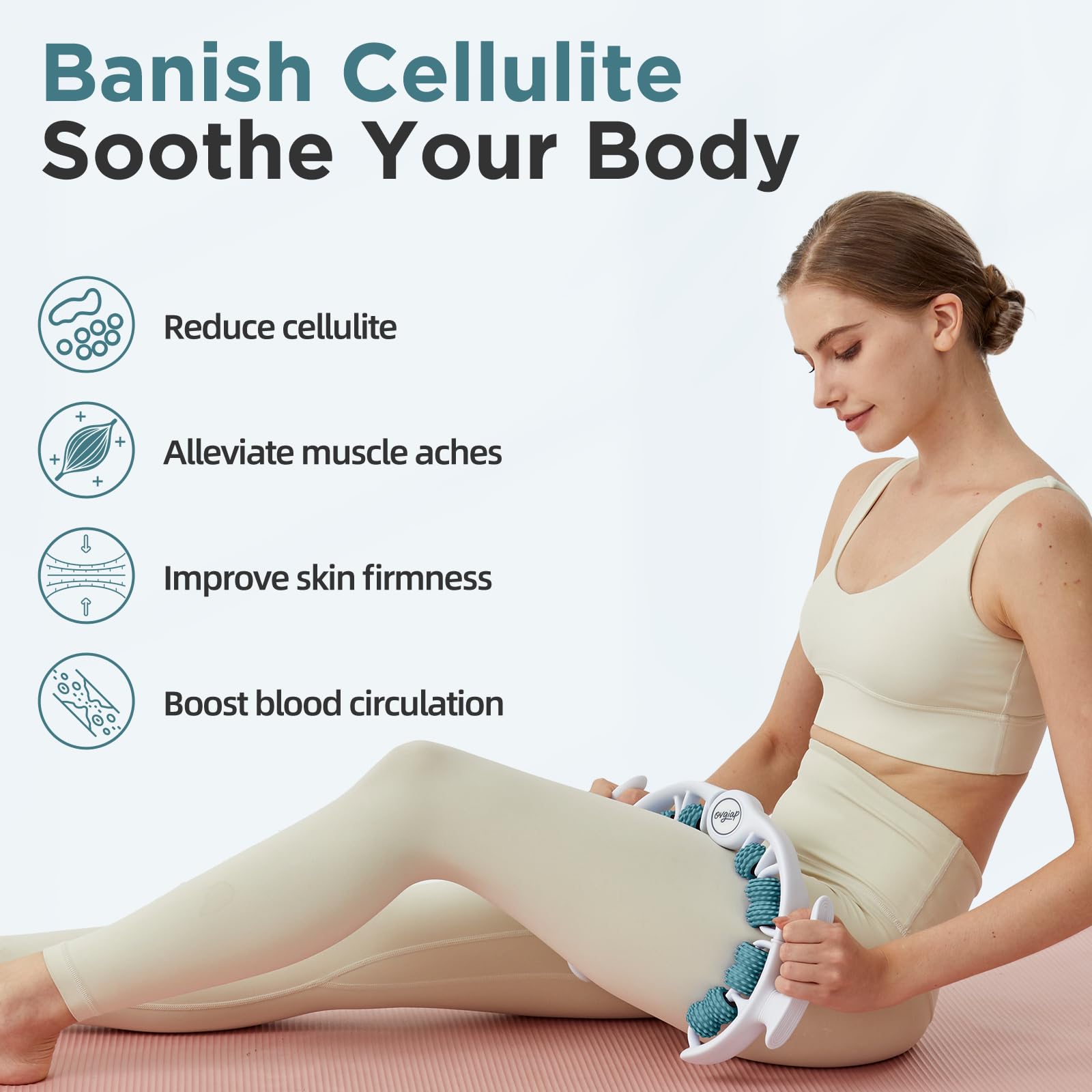 Massaggiatore manuale anticellulite per gambe e cosce, strumento di drenaggio linfatico, blaster portatile per tessuti profondi, per scolpire il corpo e rimuovere la cellulite (verde)