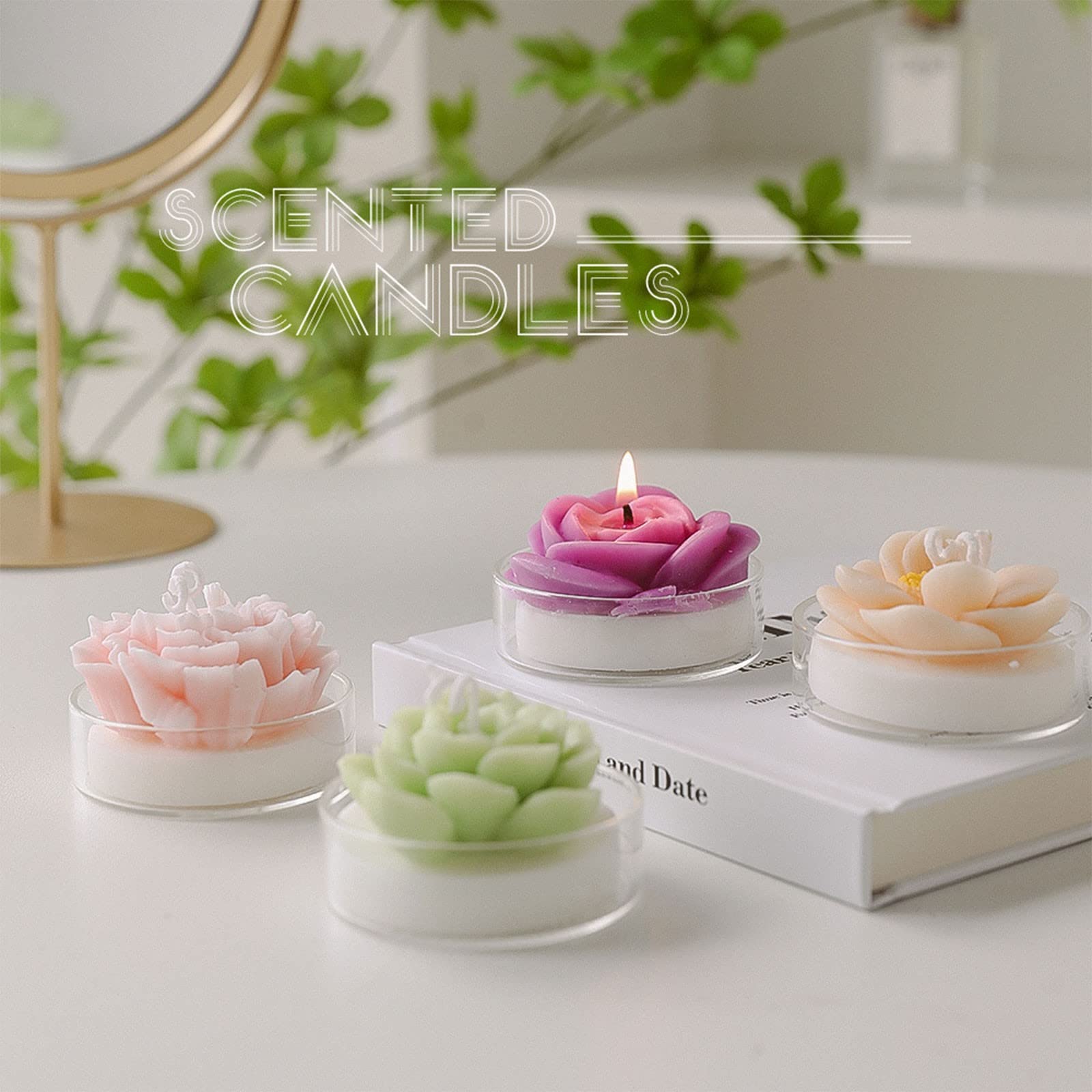 Vela Perfumada En Forma De Rosa - Aromaterapia Con Cera De Soja