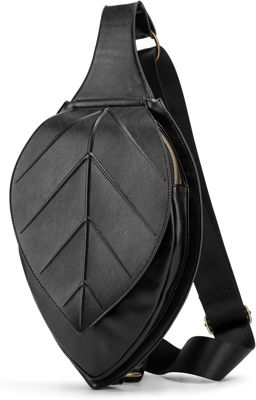 SV SENVAN Forest Style PU Crossbody Bag - Adjustable Shoulder Strap Chest Bag, Fantasy Fashion Lightweight - Unisex(Black)