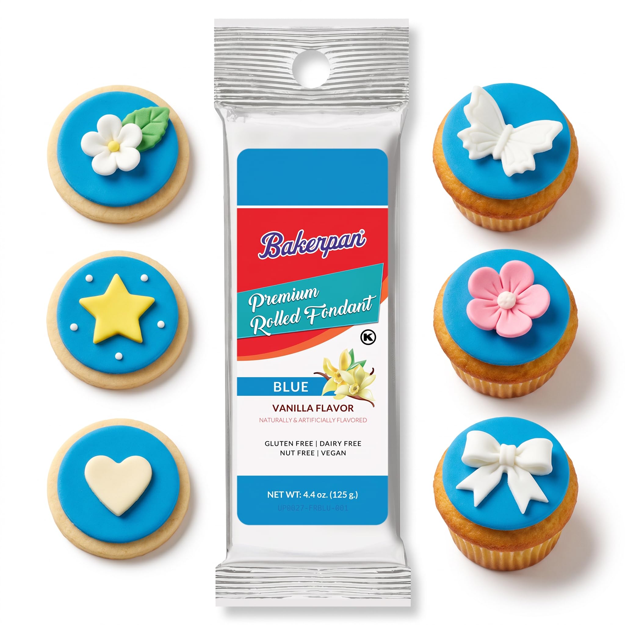 Bakerpan Premium Rolled Blue Fondant For Cake Decorating - 4.4 Ounces