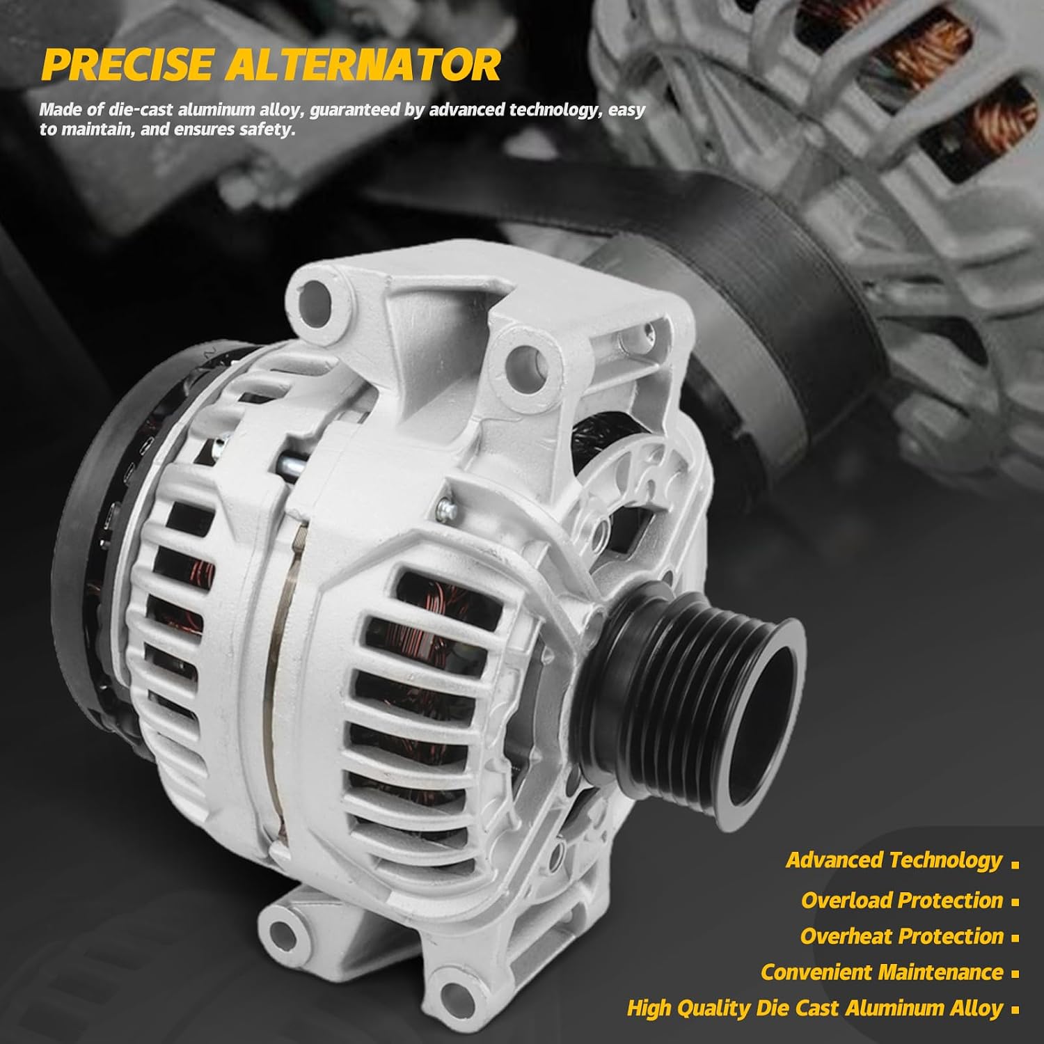 Alternator for Mercedes Benz C300 V6 3.0L 2009 2010 2011 2012, GLK300 GLK350 V6 3.0L 3.5L 2010 2011 2012, Replace 14051N 0009061202 0124525171 0009060322 0131546302 116171