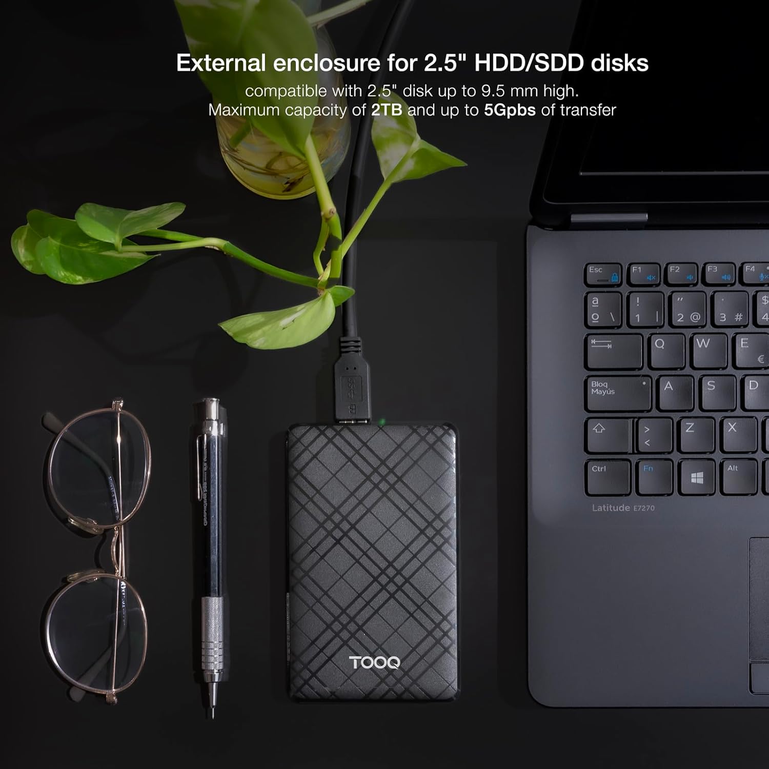 TOOQ TQE-2500B - External Enclosure for 2.5" HDD/SSD Disks, Black
