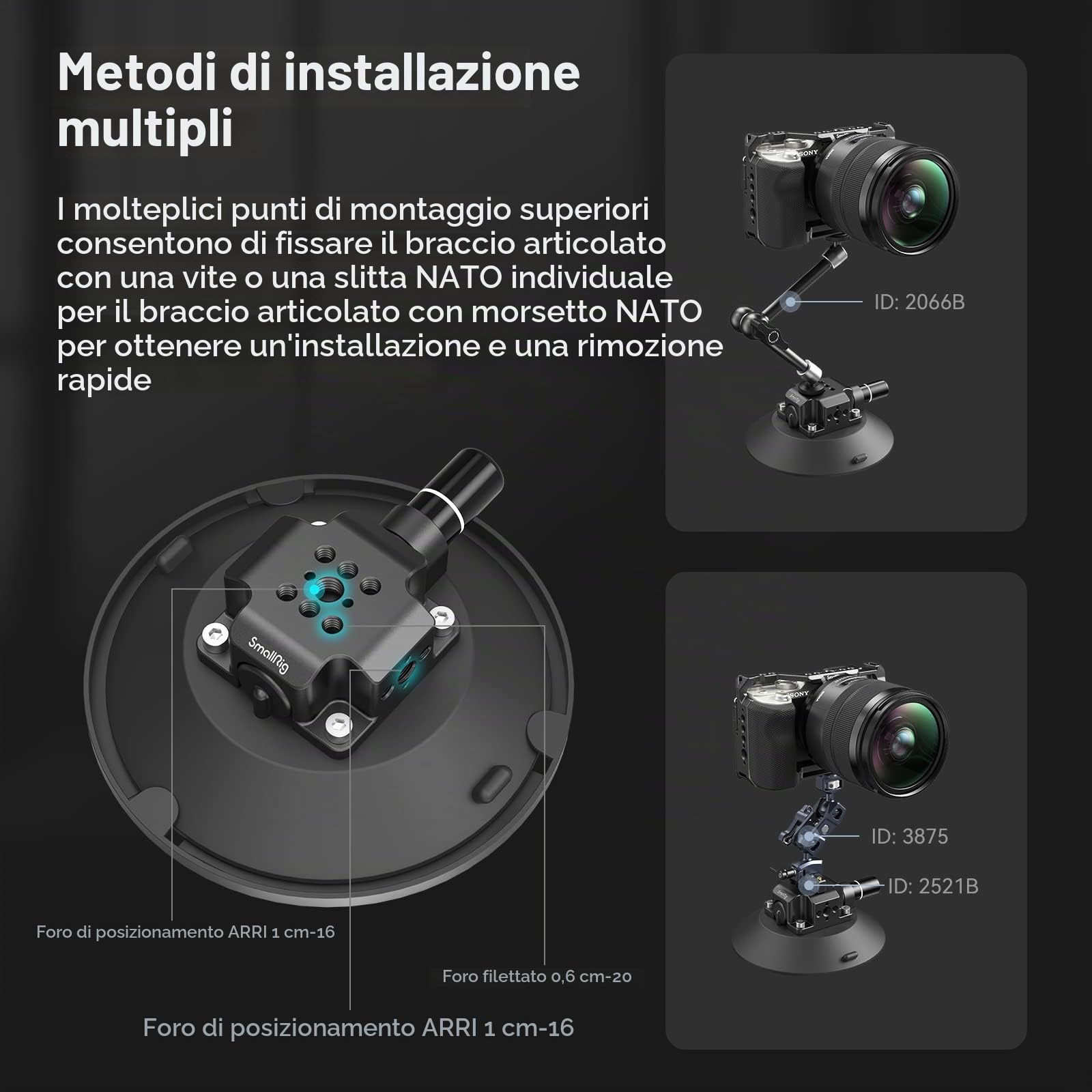 SMALLRIG Supporto per Fotocamera a Ventosa da 6'', Carico Massimo di 8 kg per Velocità Fino a 80 km/h (50 mph), Si Consiglia di Caricare Fino a 15 kg da Fermo - 4114