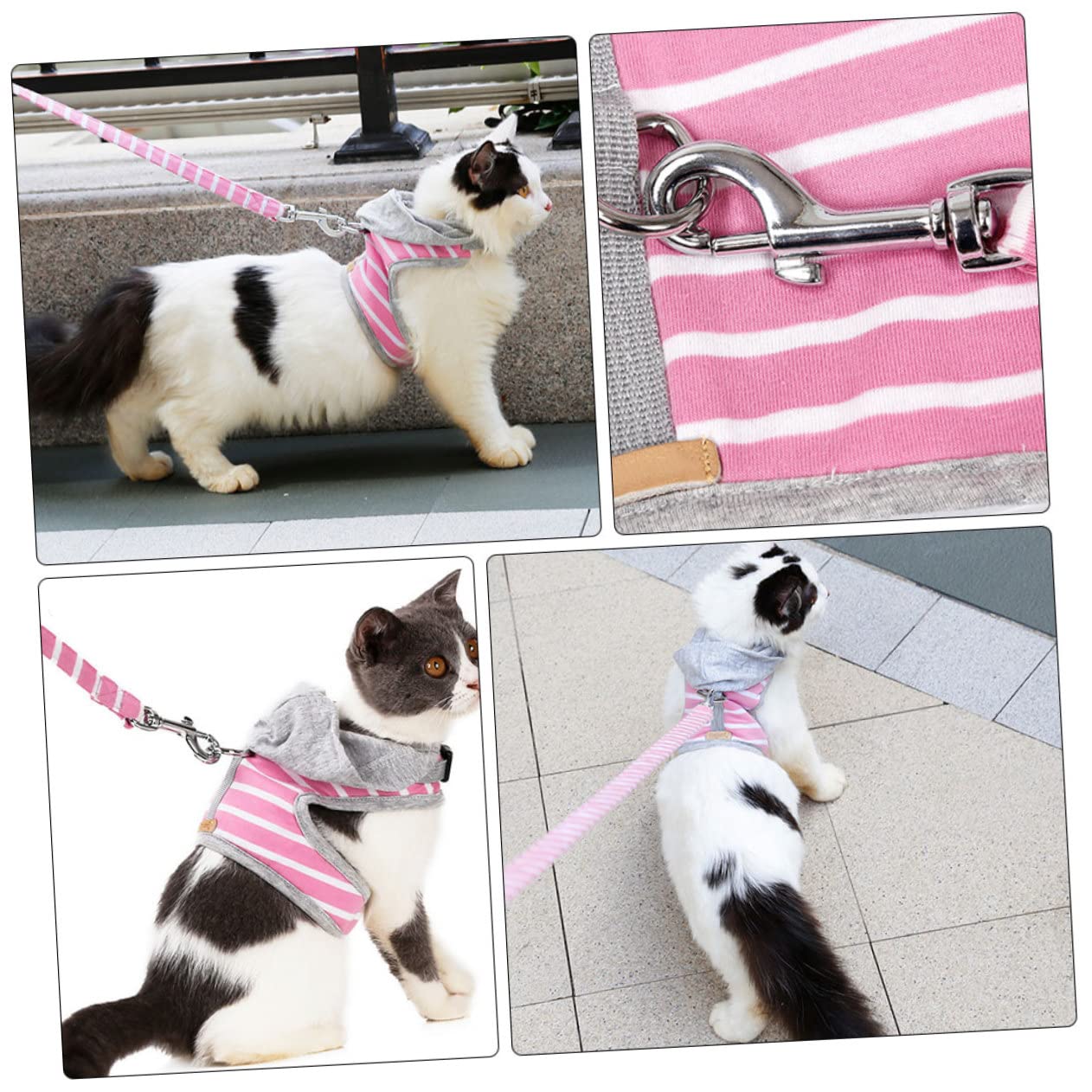 Ipetboom Lot De 3 Gilets À Rayures pour Chats avec Boucle À Dégagement Rapide Laisse Anti-Traction pour La Marche Et Le Jogging Quotidiens