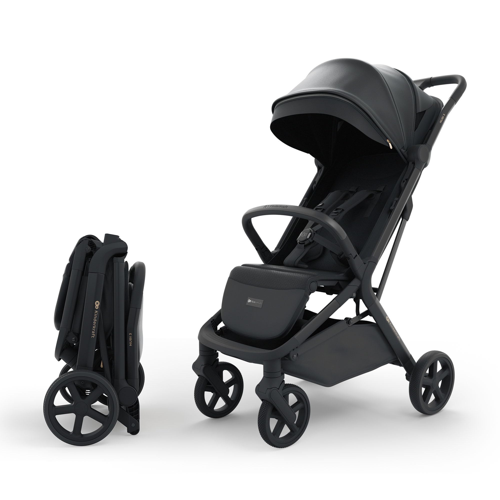 Kinderkraft NUBI 3 Passeggino Urbano 22 kg Buggy UPF50+ Leggero 8.7kg Nero