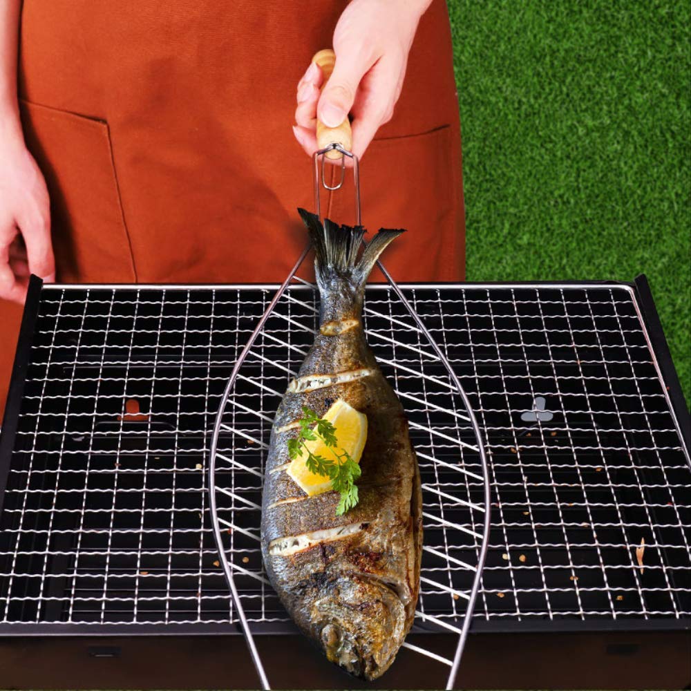 Barbacoa, Cesta para Asar Barbacoa, Clip De Pescado A La Parrilla De Acero Inoxidable Pescado A La Parrilla Red De Pescado Verduras A La Parrilla Malla Profesional para El Hogar Barbacoa Audaz