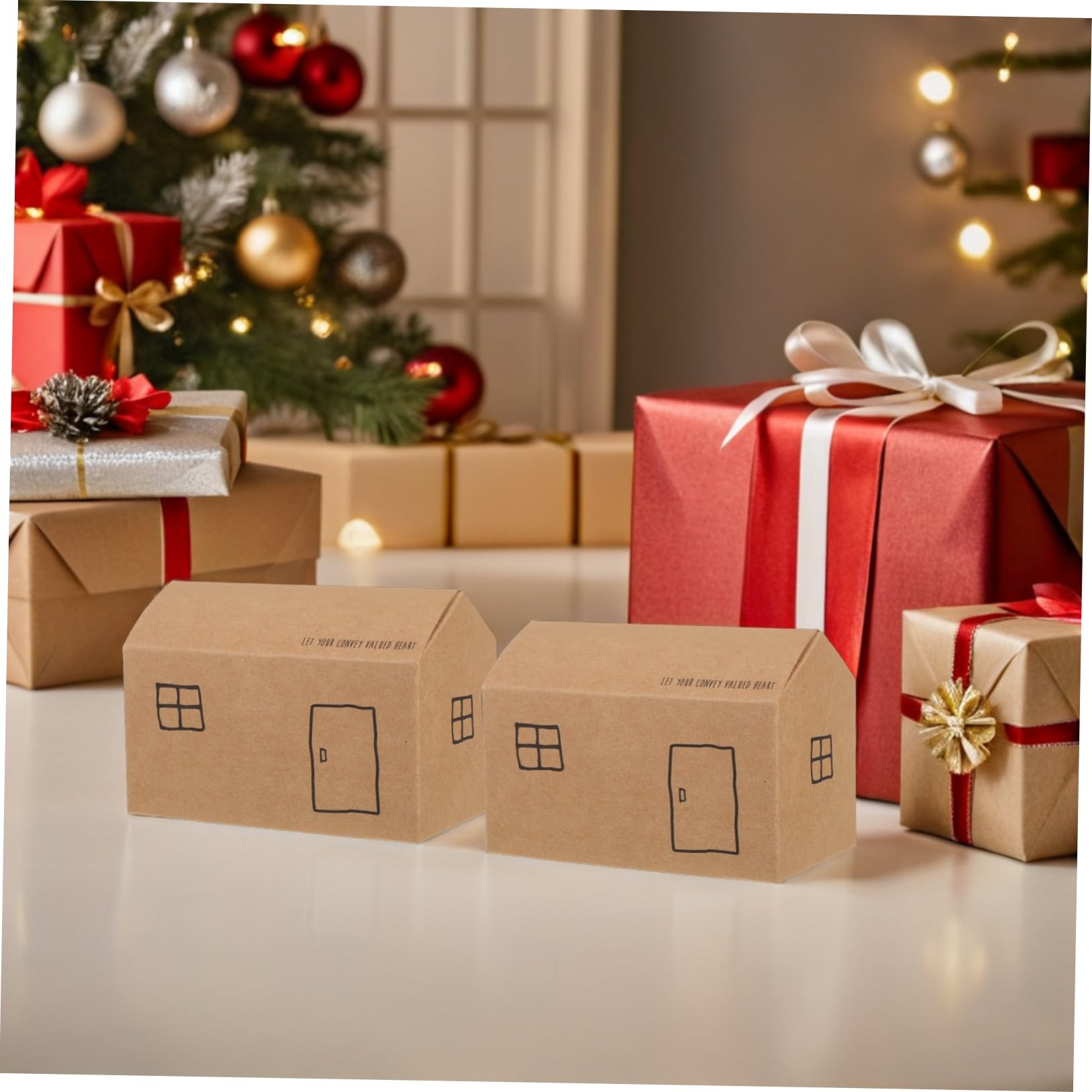 VILLFUL 50piezas Caja de Obsequio Plegable para Dulces Navideños Cumpleaños y Fiestas Estacionales Cajas de Papel Decorativas para Regalos de Fiesta y Dulces Caseros