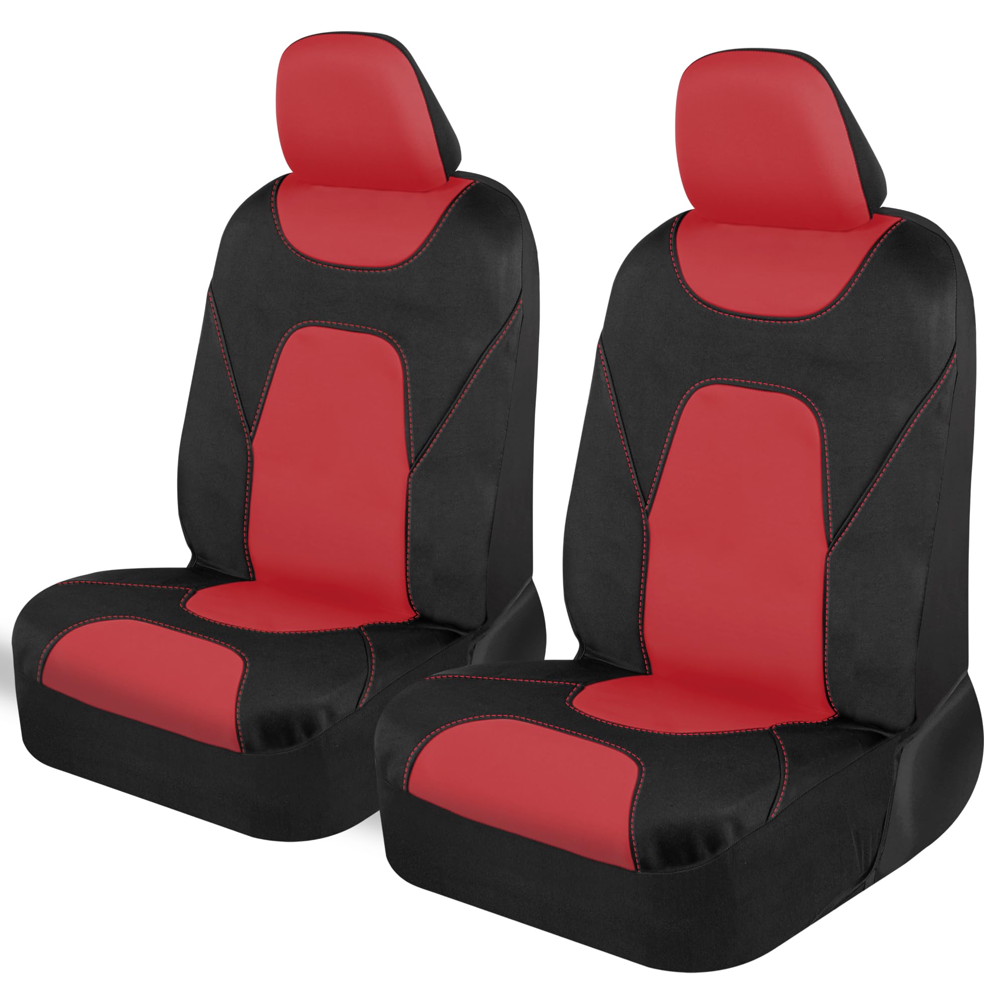 Motor Trend AquaShield Car Seat Covers for Front Seats, Red – Two-Tone Waterproof Seat Covers for Cars, Neoprene Front Seat Cover Set, Interior Covers for Auto Truck Van SUV