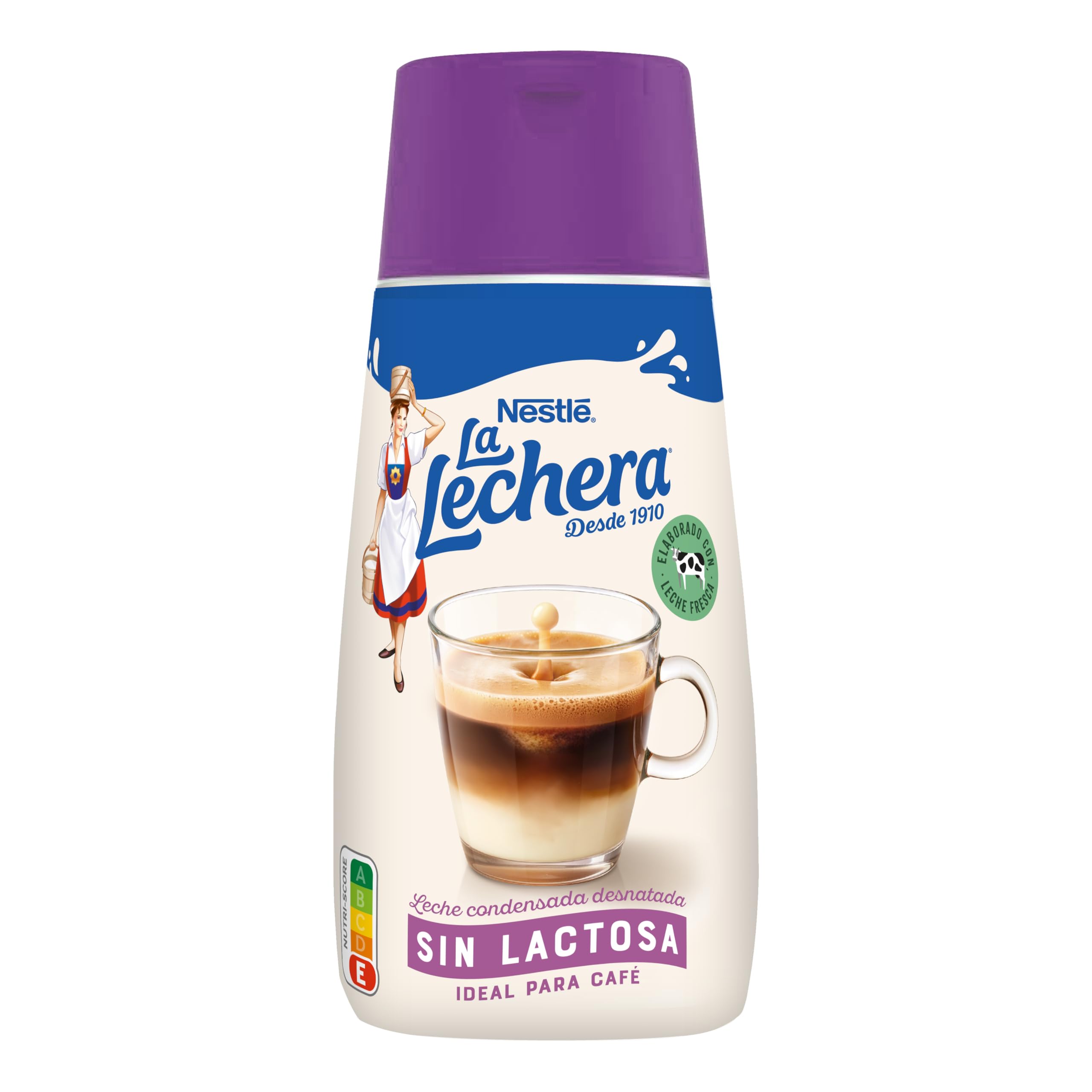 NESTLÉ LA LECHERA Leche condensada Desnatada sin lactosa Botella Sirve Fácil 450g