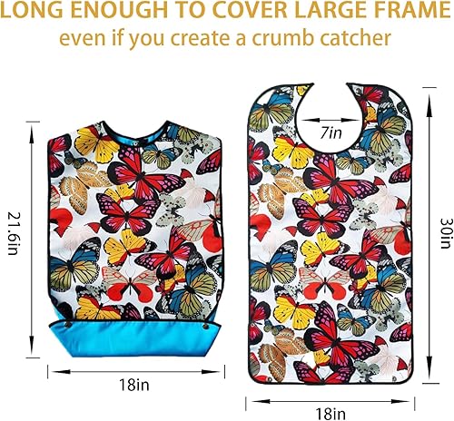 Miniatura 5 de Pafusen Paquete de 3 baberos para adultos para mujeres, baberos reutilizables para adultos para comer con atrapador de migas opcional, protector de