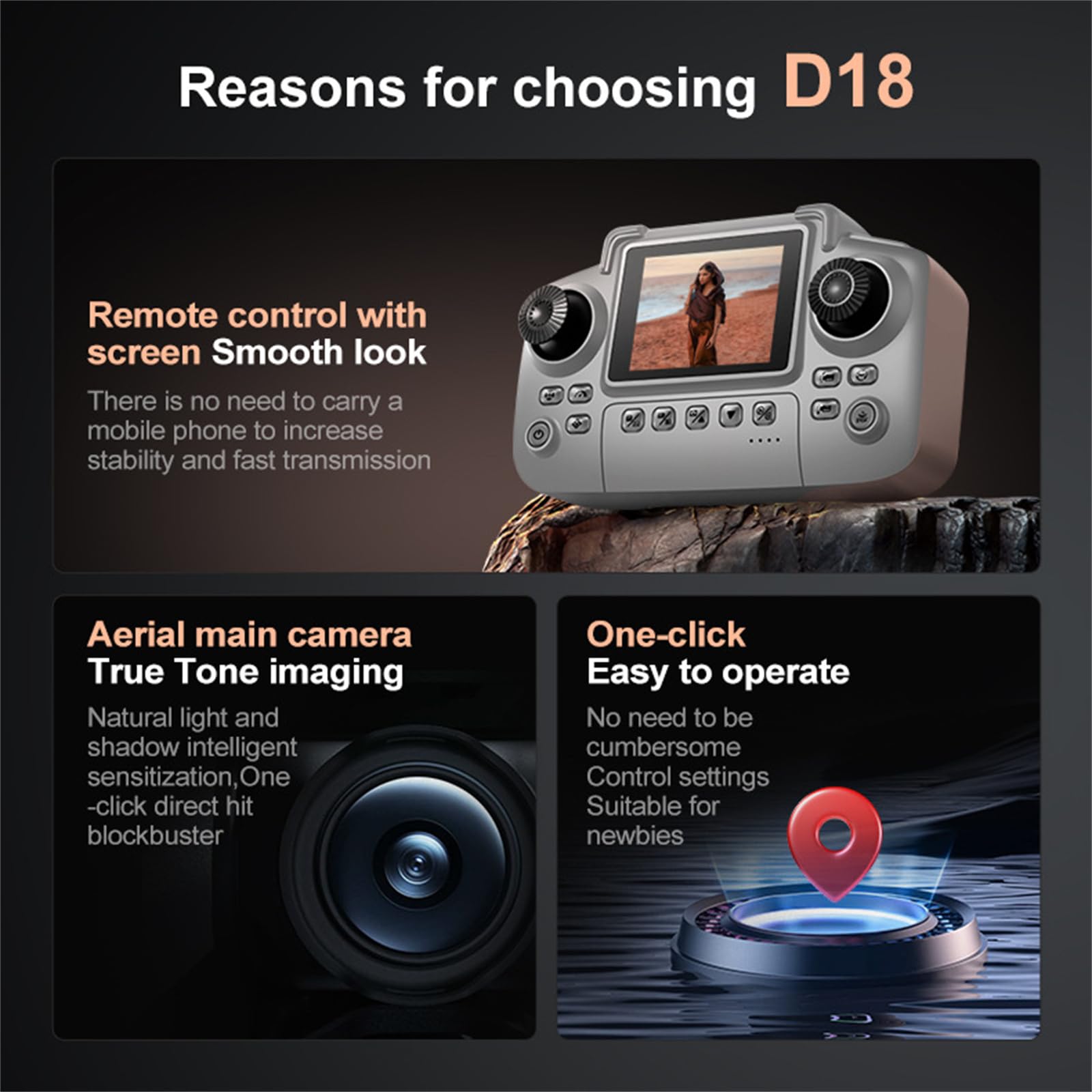 Drone D18 8K Aereo HD Doppia Fotocamera Intelligente Evitamento Ostacoli Motore Brushless Potenza 5G WiFi Schermo Controllo Remoto Drone GPS