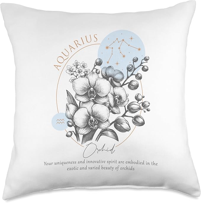 Aquarius Zodiac Symbol Horoscope Astrology Birthday Throw Pillow