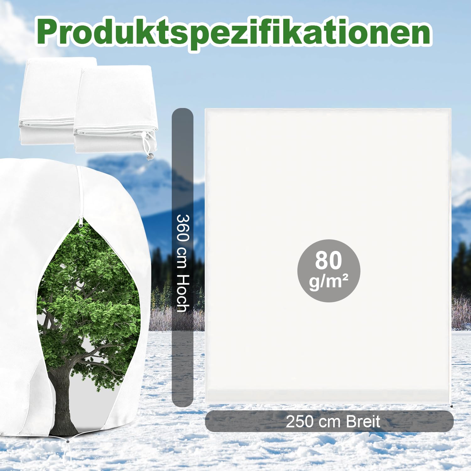 2 Stück Winterschutz Pflanzen Außen XXL Pflanzenschutzhülle 250x360cm