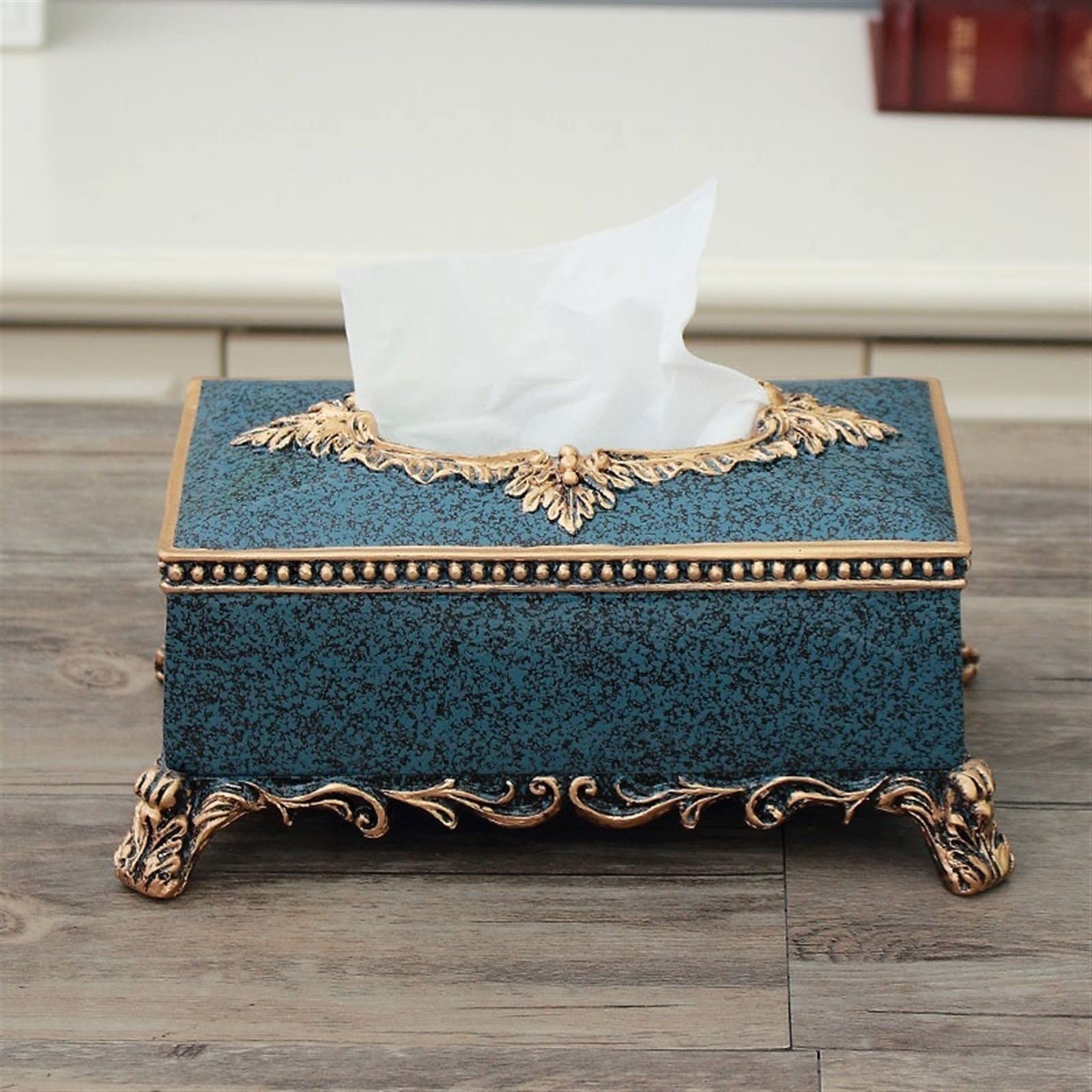 Porta fazzoletti Porta fazzoletti Rettangolare Retro Desktop Blu Scatola for fazzoletti Scatola for fazzoletti in resina da salotto for la casa Scatola Porta Salviette
