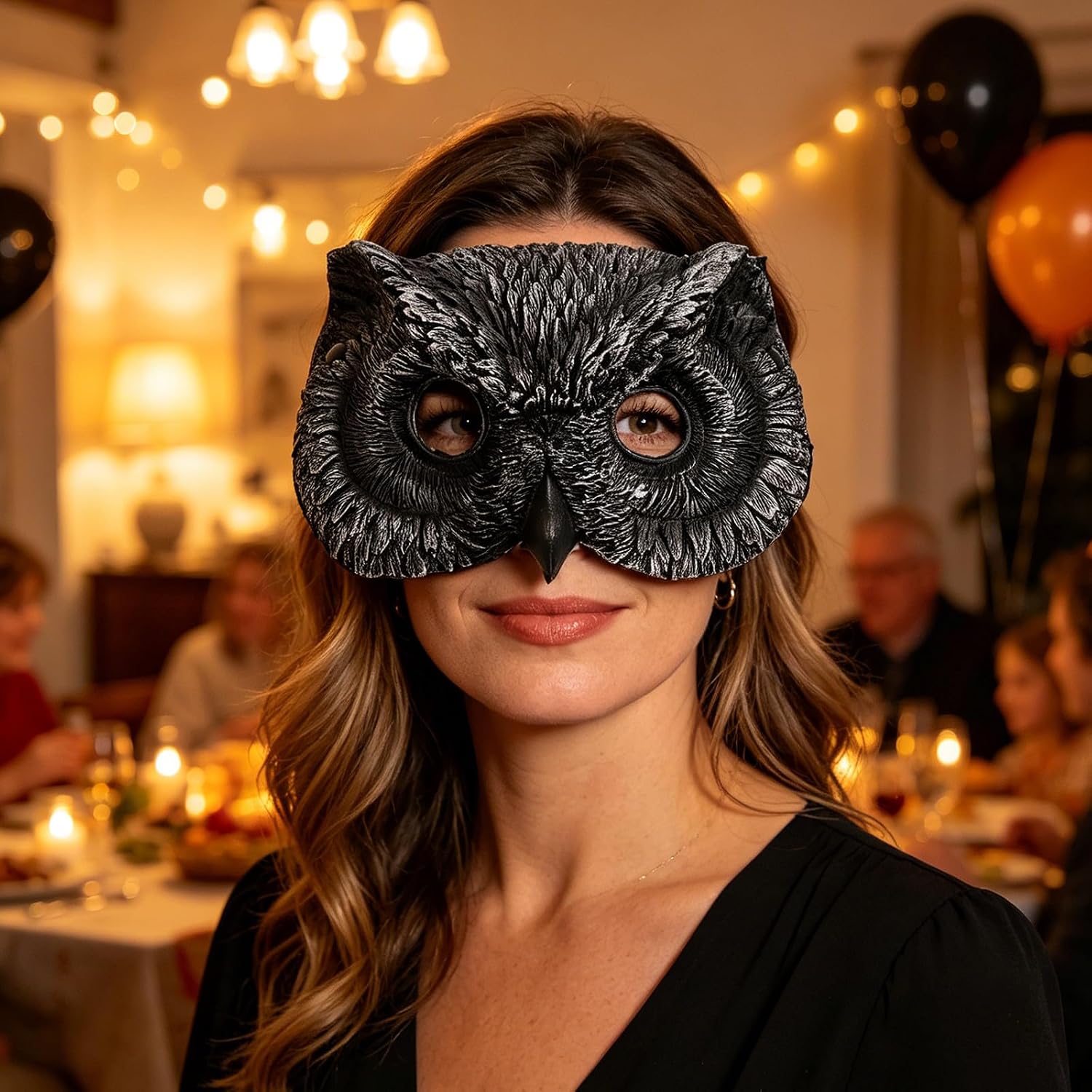 Realistic PU Owl Mask for Adults, 3D Animal Half Face Mask, Halloween Cosplay Costume Prop, Masquerade Party Decoration Accessory
