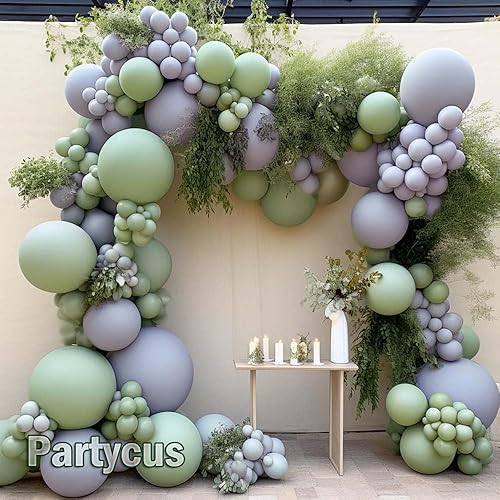 Miniatura 33 de Globos azules polvorientos de diferentes tamaños, doble relleno, color azul pizarra oscura, kit de arco de guirnalda de globos para baby shower