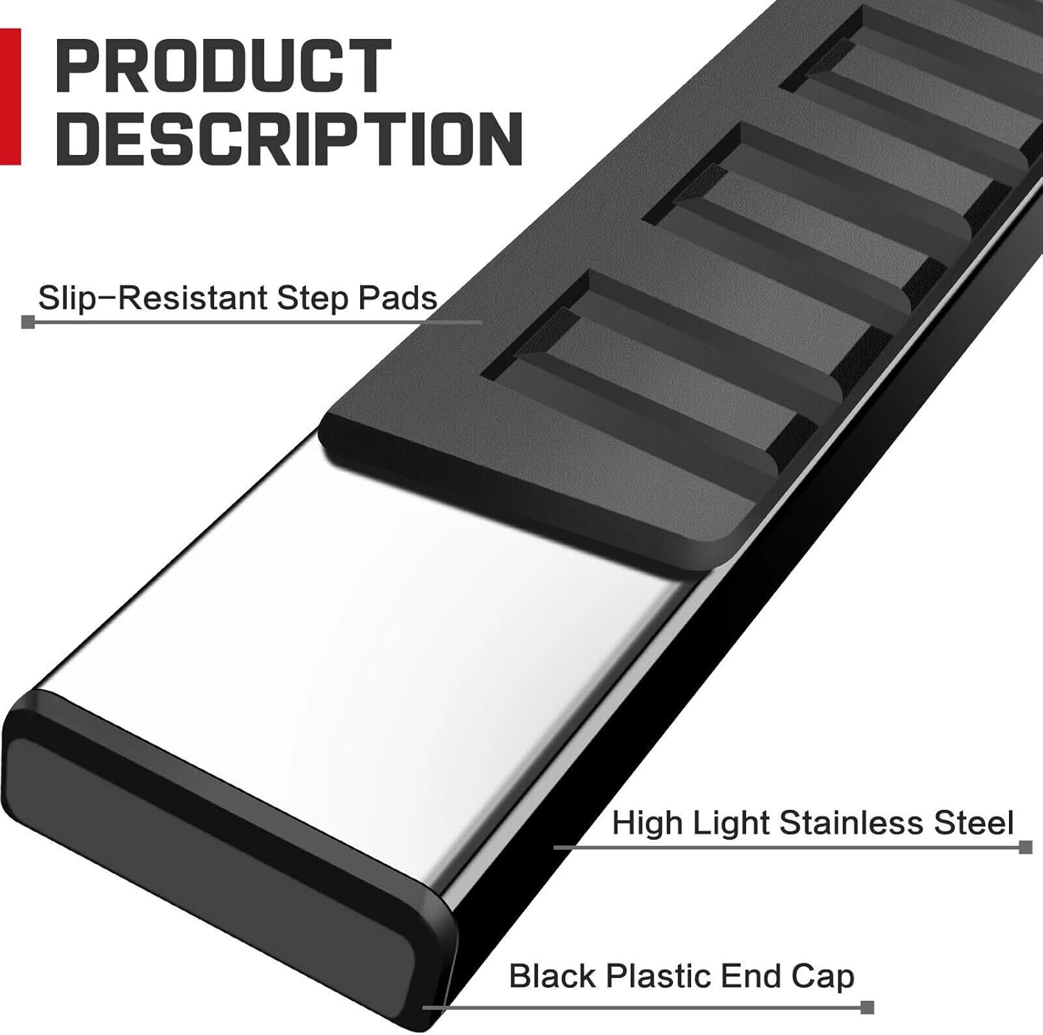 Running Boards Fits for BGMC Sierra 1500 2007-2018 Side Steps Pedal Steps Nerf Bar Accessories 2PCS