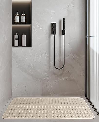 Miniatura 6 de Yolife Tapete de ducha extra grande, 34.3 pulgadas de largo x 23.3 pulgadas de ancho, tapete de ducha antideslizante de elastómero termoplástico con