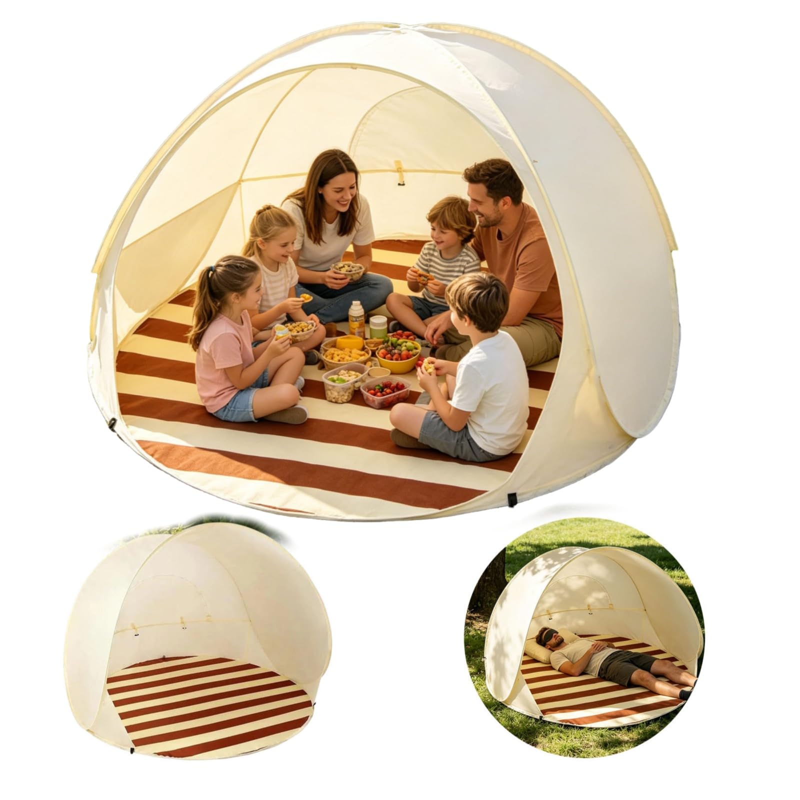 Pop-Up Beach Tent for 3-4 Person, UPF 50+ UV Protection Portable Lightweight Easy Setup Sun Shelters with Carry Bag Shade Tent for Family Outdoor Camping Garden Picnic Travel (White-120x120x100cm) โ image 1