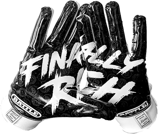 Battle Sports Back of Hand Wide Receiver Football Gloves, Ultra-Tack Sticky & Grip, No Slip - Adult & Youth
