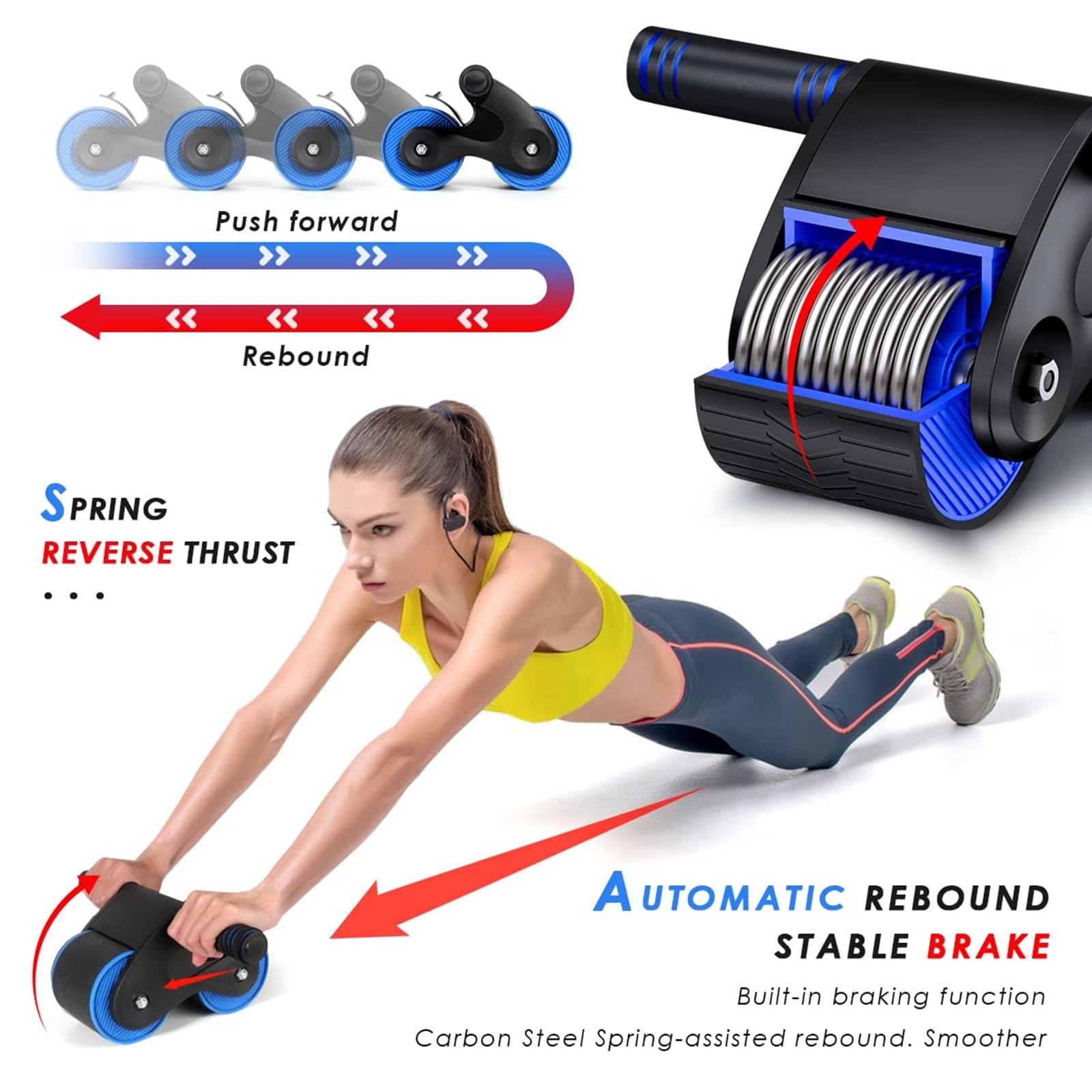 Ab Roller Wheel per Core Trainer, 2024 Nuovo Ruota Addominali, Ruota a Rullo per Addestratore Addominali Fitness per Allenamento in Palestra con Stuoia