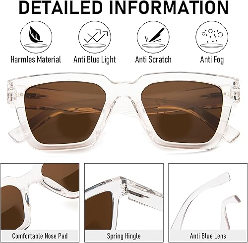 Miniatura 4 de KoKoBin Paquete de 3 lentes de sol de lectura bifocales estilo Oprah para mujer, marco cuadrado de gran tamaño, cómodos lectores (multicolor 2)