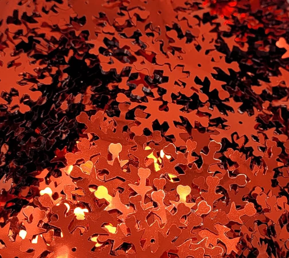 25mm 1-Inch Snowflake Sequins for Christmas Crafts (Pack of 100) (Metallic Red)