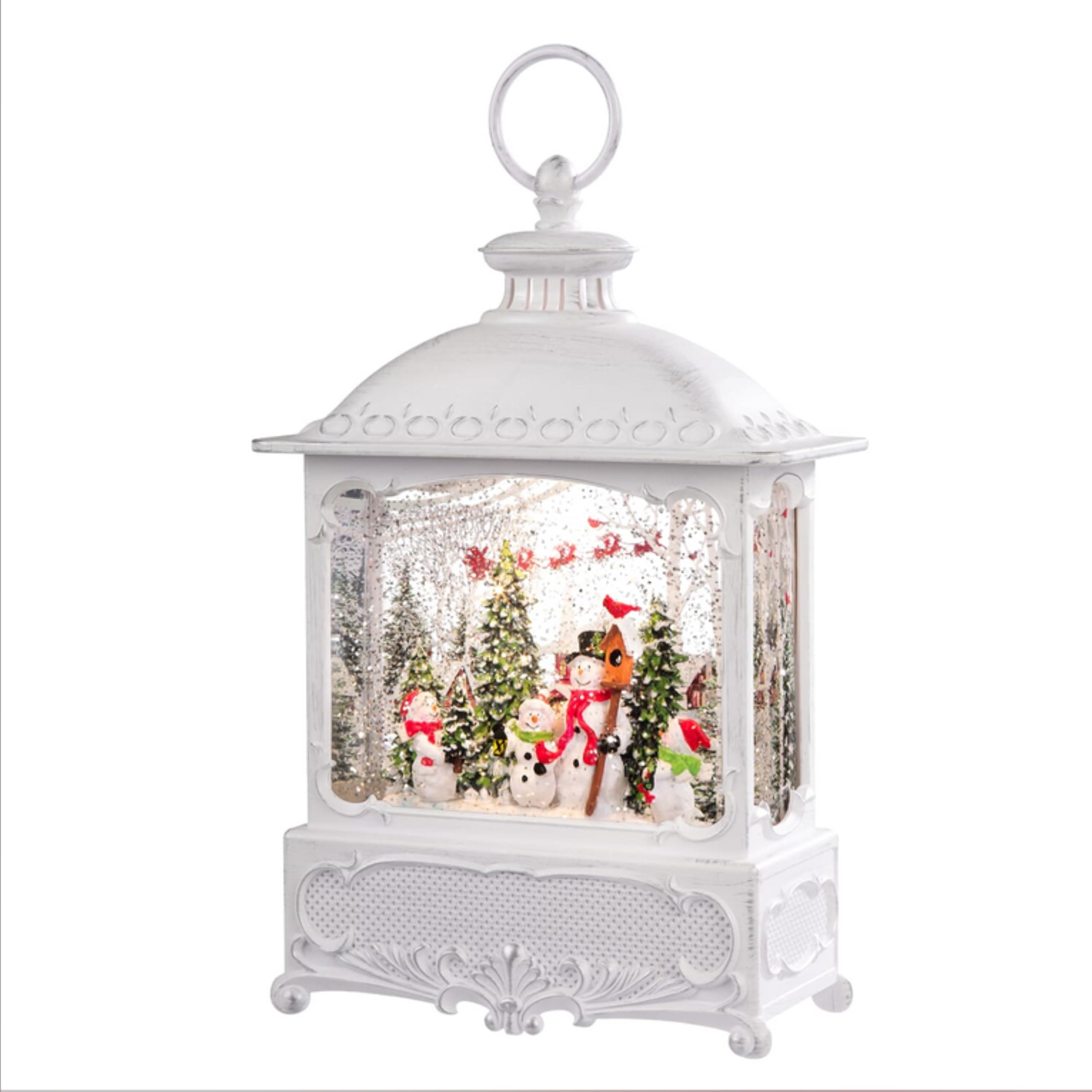 LED Snow Globe Lantern Santa Sleigh with Reindeers and Village/Water Filled/Christmas Decorations Indoor Use (IP20) / Battery Operated: 3xAA 1.5V (excl.) / Christmas Lantern 1 LED
