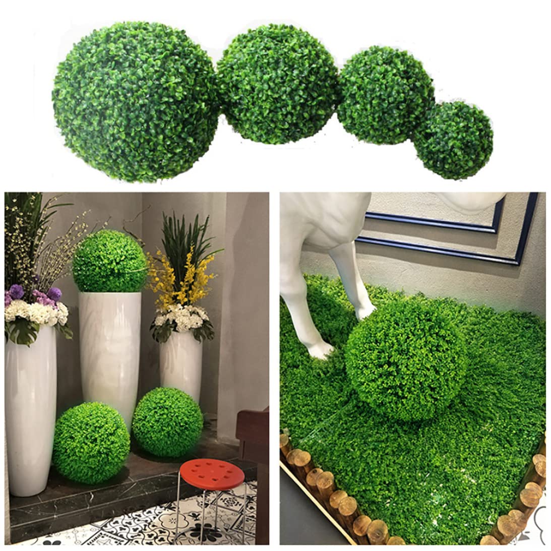 Boules topiaires de 11 Pouces Faux buissons de bœuf bœuf Arbre topiaire décoratif en Plastique Artificiel pour arrière-Cour, Balcon, Jardin, Mariage, Faux buissons