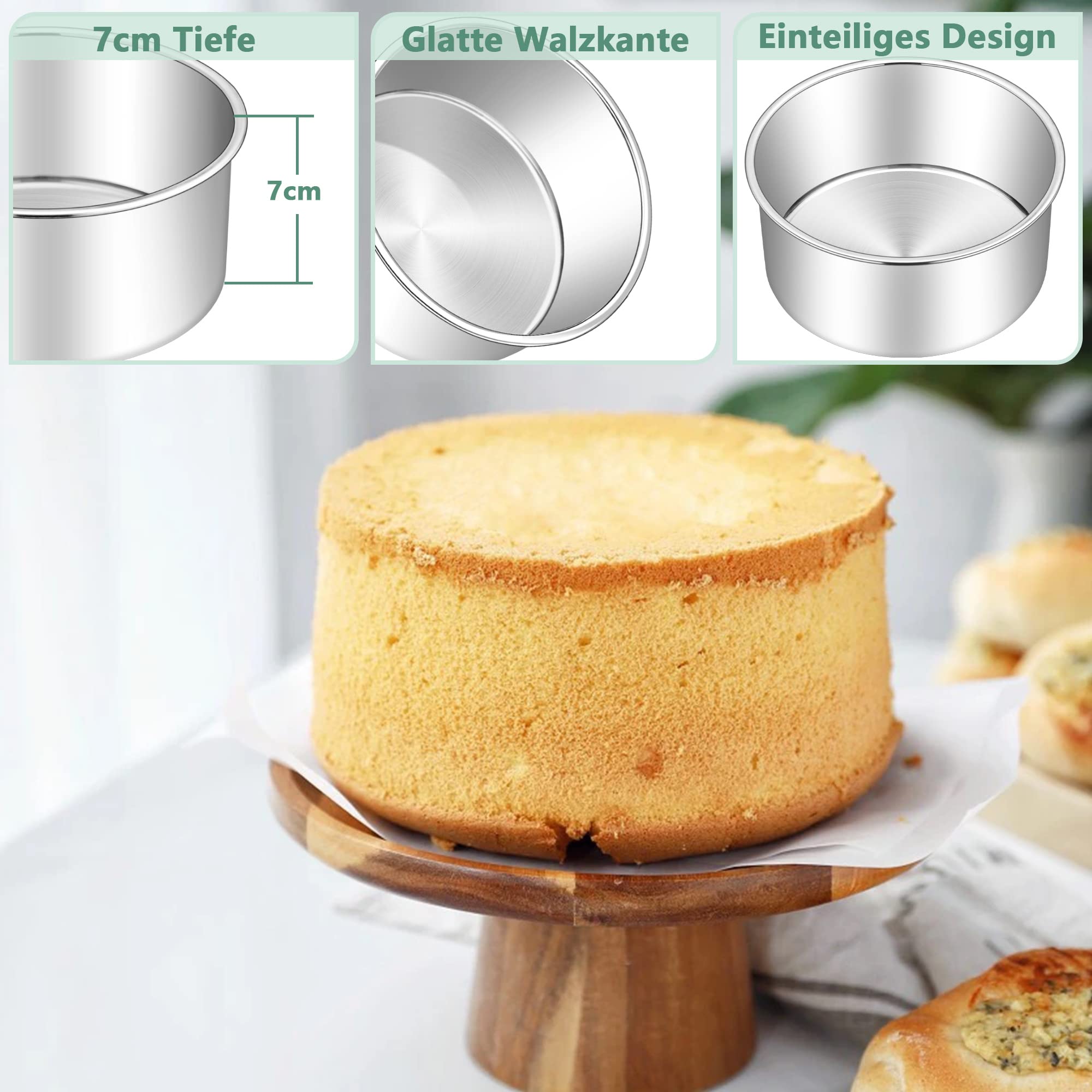 Set 2 Teglie 16 Cm Joyfair Joyfair Set Di 2 Stampi Da Forno Rotondi In Acciaio Inox, 7 Cm Di Altezza, Per Compleanno, Matrimonio, Natale, Torte A Strati, Sane E Atossiche, Lavabili
