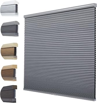 Persilux Custom Blackout Cellular Shades Cordless Blinds for Windows, Thermal Insulated, Noise Reduction, Room Darkening Honeycomb Blinds for Home, Night Grey