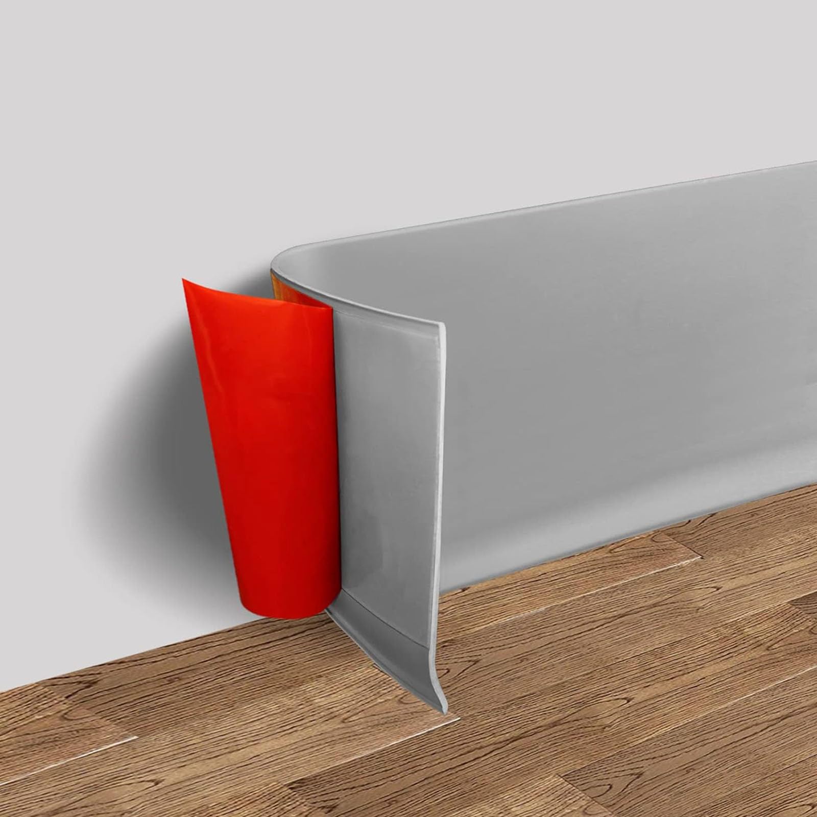 Rodapié de PVC, 10 cm × 4 m, autoadhesivo, flexible, cubre zócalo de PVC y tiras de ajuste para base de pared (gris)