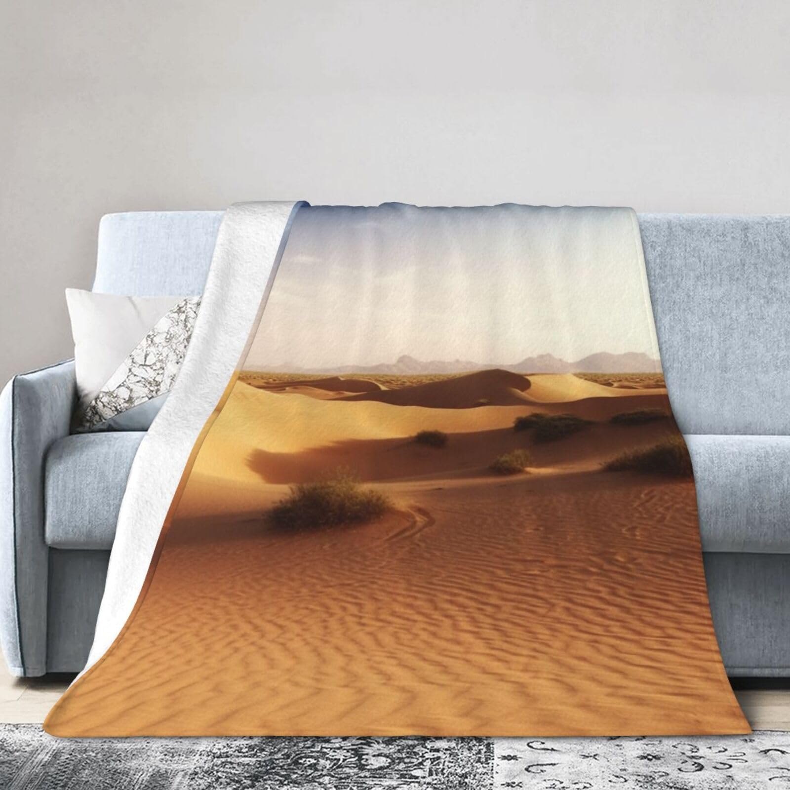 Couverture désert flanelle : plaid chaud canapé et voyage 152 x 127 cm