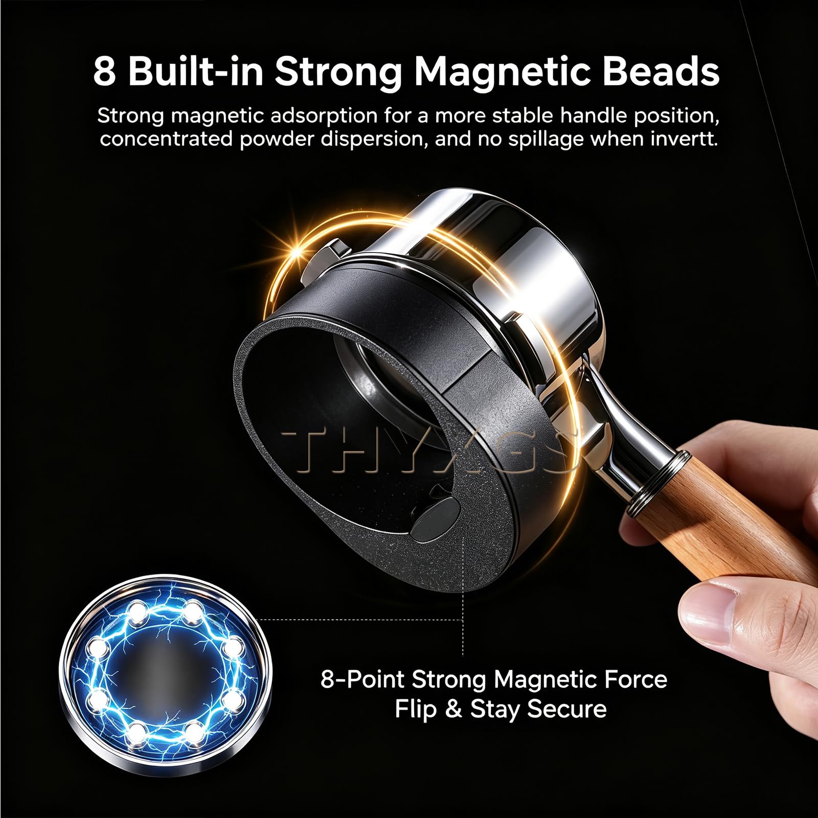 Anillo Magnético De 58 Mm para Eliminar La Electricidad Estática del Café, Anillo Colector De Polvo De Plasma De Café, Carga Tipo C, para La Mayoría De Mangos De Cafeteras