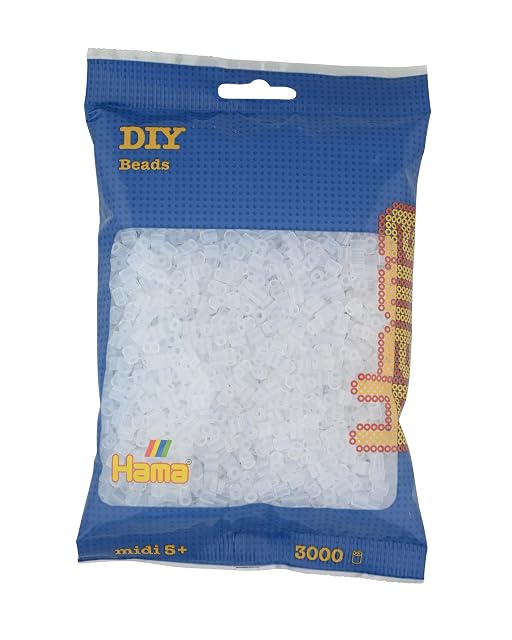 HAMA Bolsa de perlas | Aprox. 3000 cuentas midi fusibles para manualidades y mosaicos | Perlas de fusión para niños creativos 5+ | Juego de arte y decoración | clear